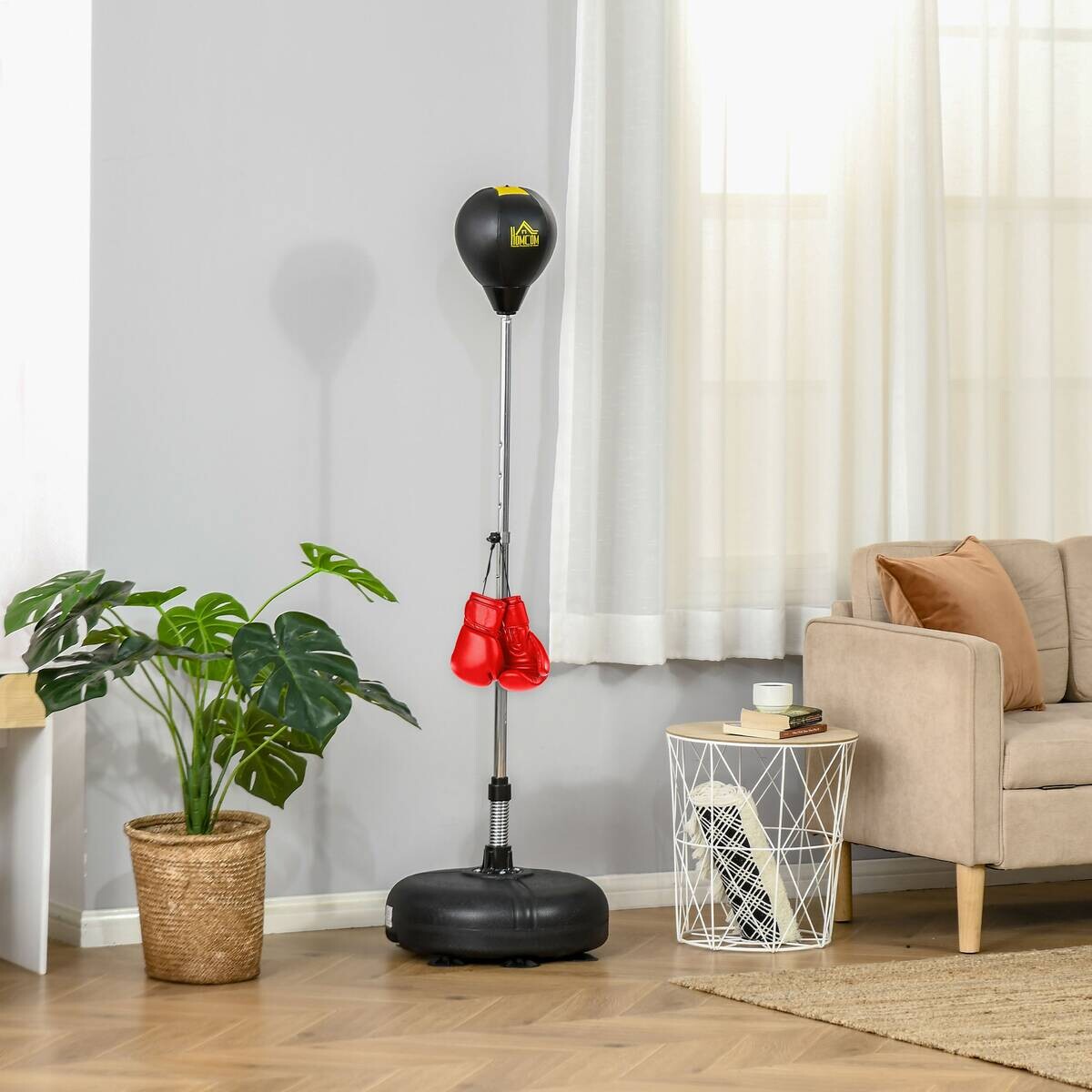 HOMCOM Punchingball Set schwarz Kunstleder B/H/L: ca. 45x151x45 cm