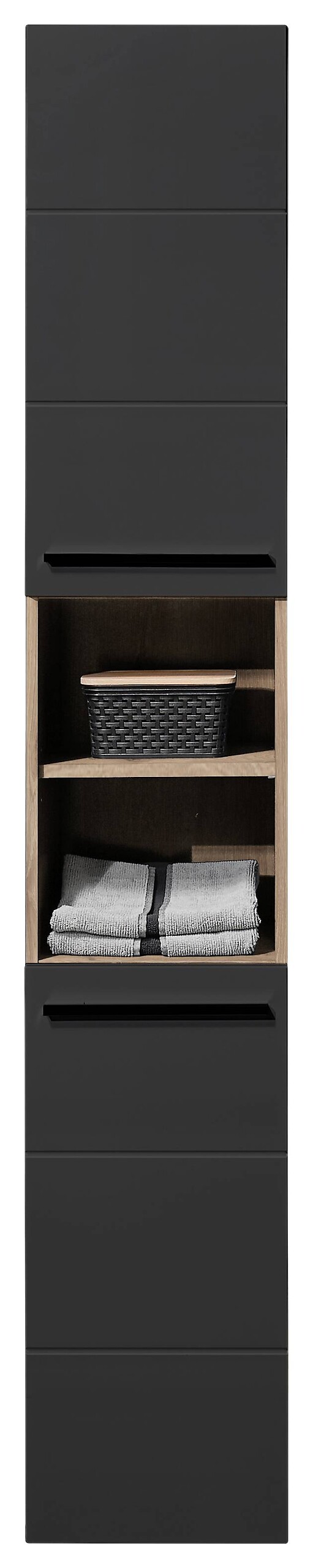 Hochschrank Vista Oak Eiche Viking Nachbildung schwarz matt B/H/T: ca. 34x190x31 cm