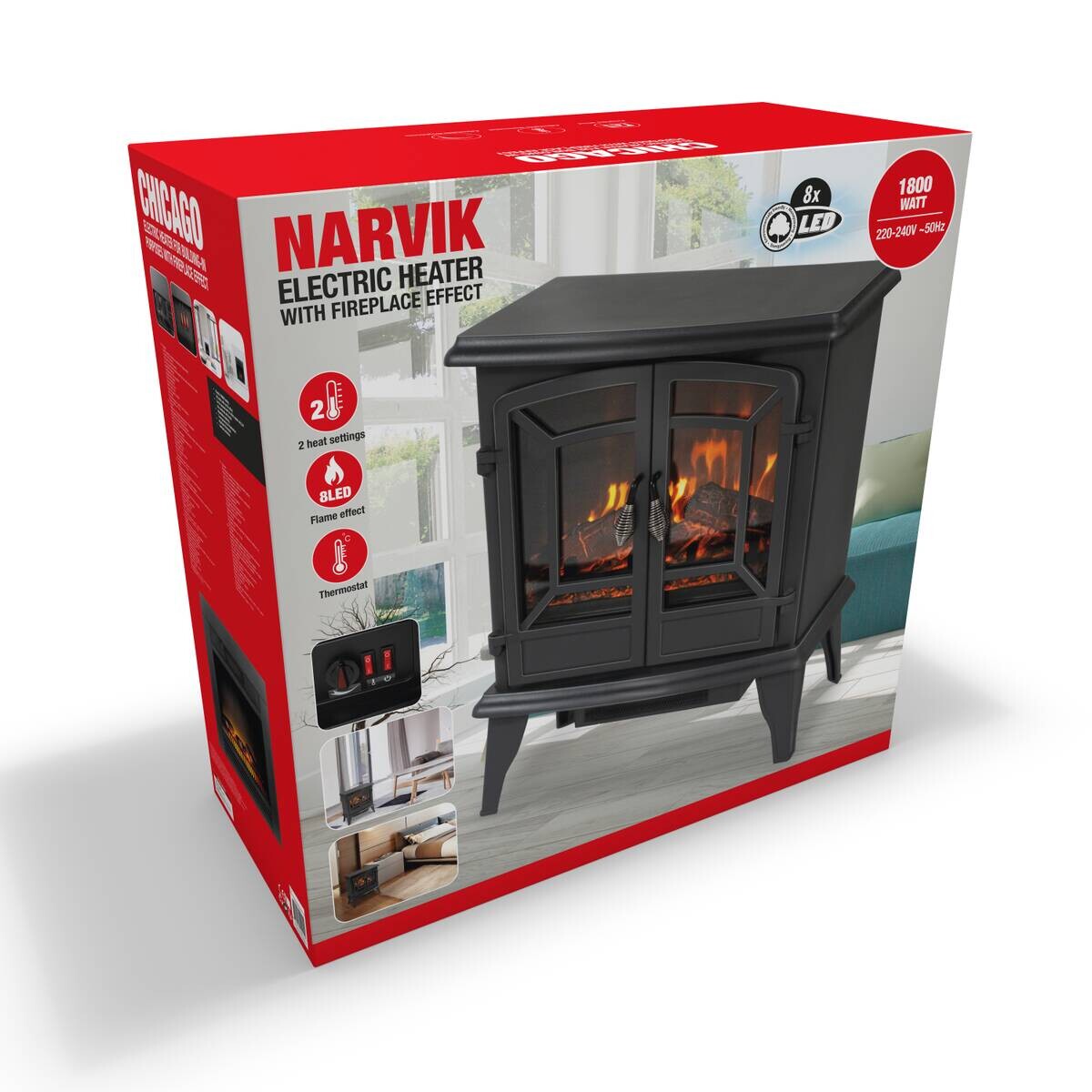 Elektrokamin schwarz B/H/L: ca. 51x59x28 cm ca. 1800 W