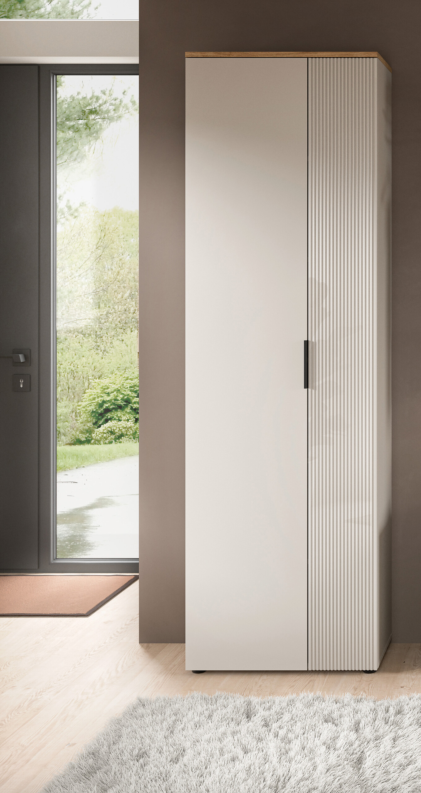 Garderobenschrank Slide Kaschmirgrau Nachbildung Evoke Oak Nachbildung B/H/T: ca. 60x195x36 cm