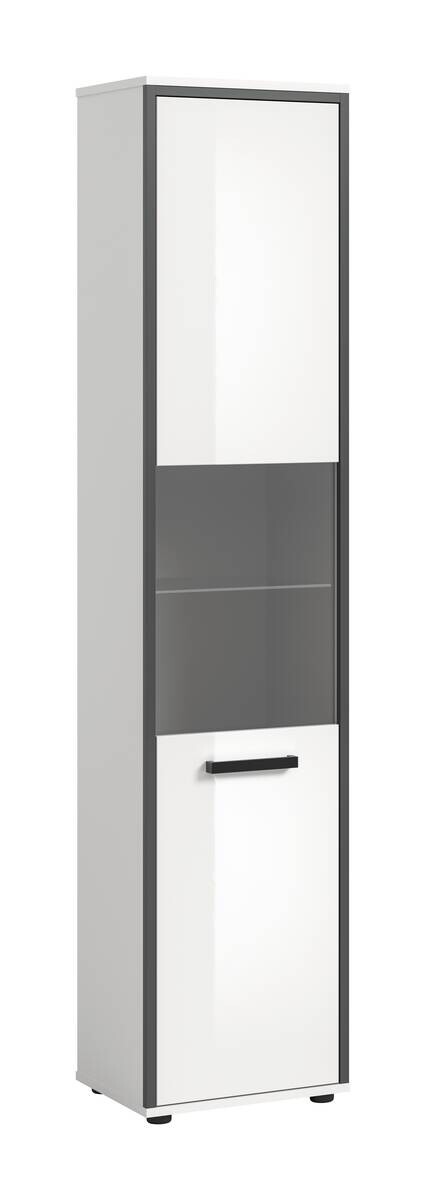 Midischrank KOJAK weiß Hochglanz anthrazit grau B/H/T: ca. 40x188x34 cm