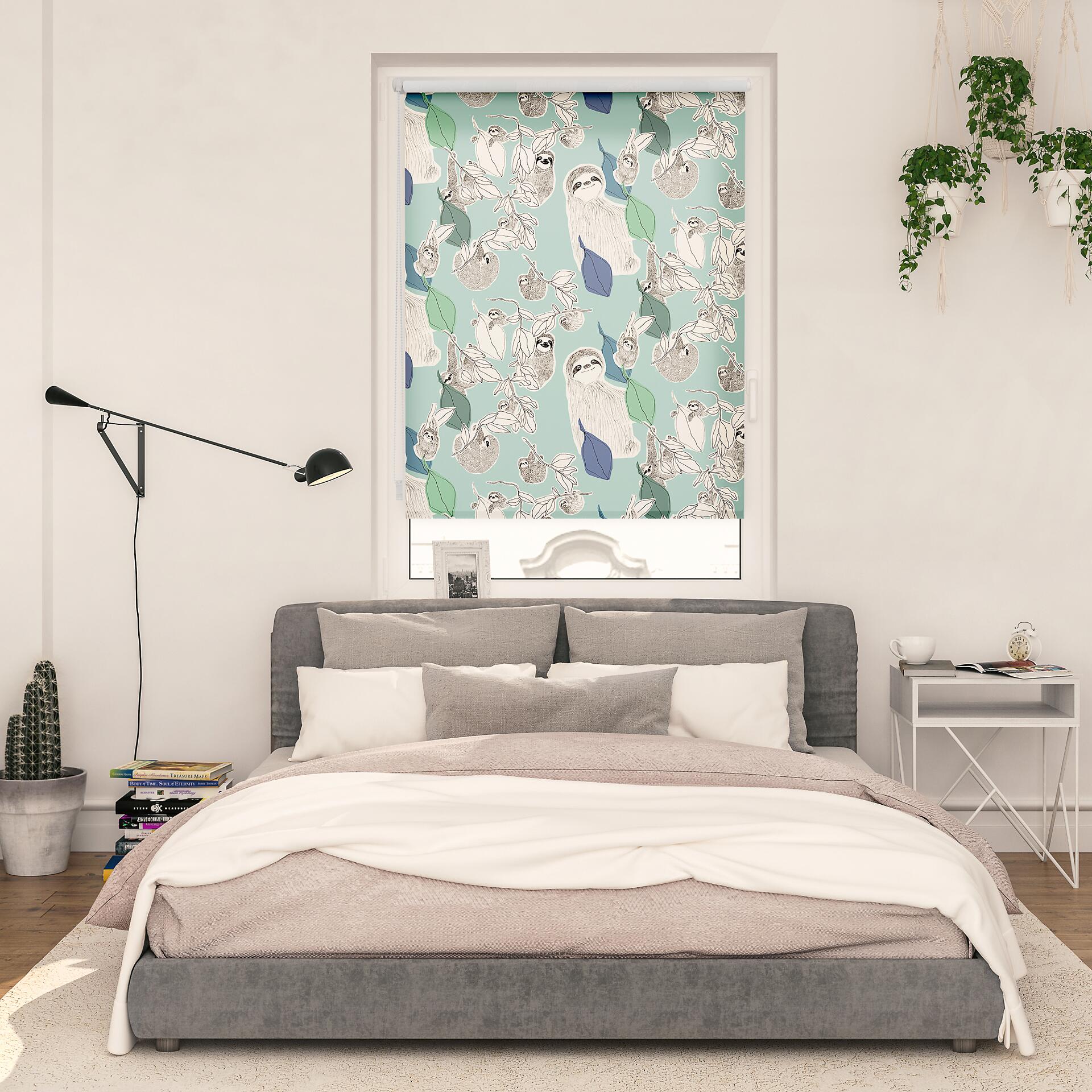 LICHTBLICK Verdunkelungsrollo Sloths on Turquoise grün B/L: ca. 60x150 cm