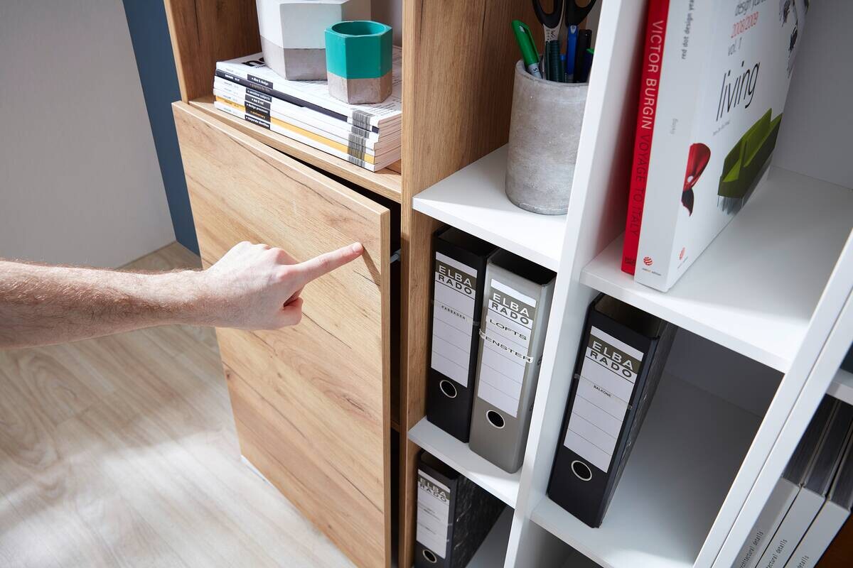 Aktenschrank 4195-513 weiß Eiche Navarra Nachbildung B/H/T: ca. 85x120x40 cm