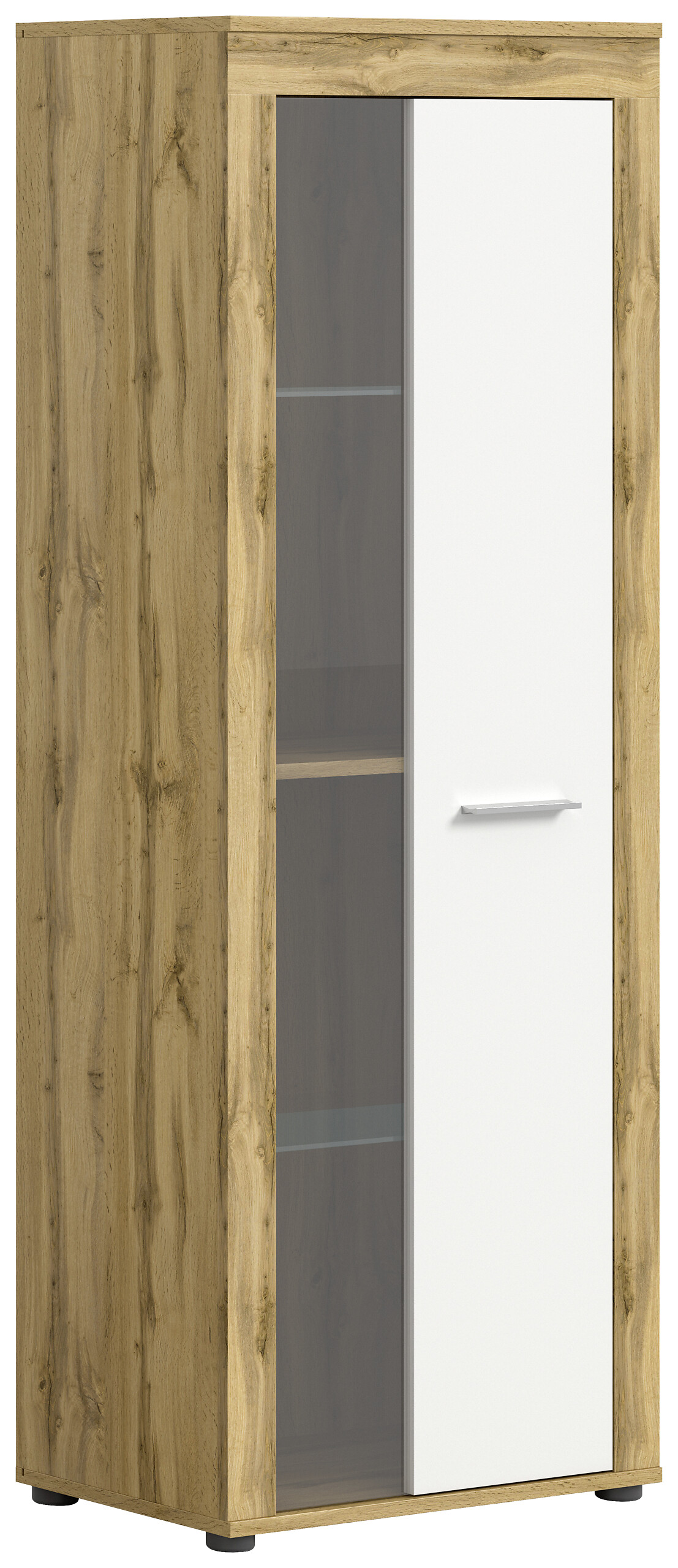 Vitrine Jam Eiche Wotan Nachbildung weiß B/H/T: ca. 60x159x35 cm