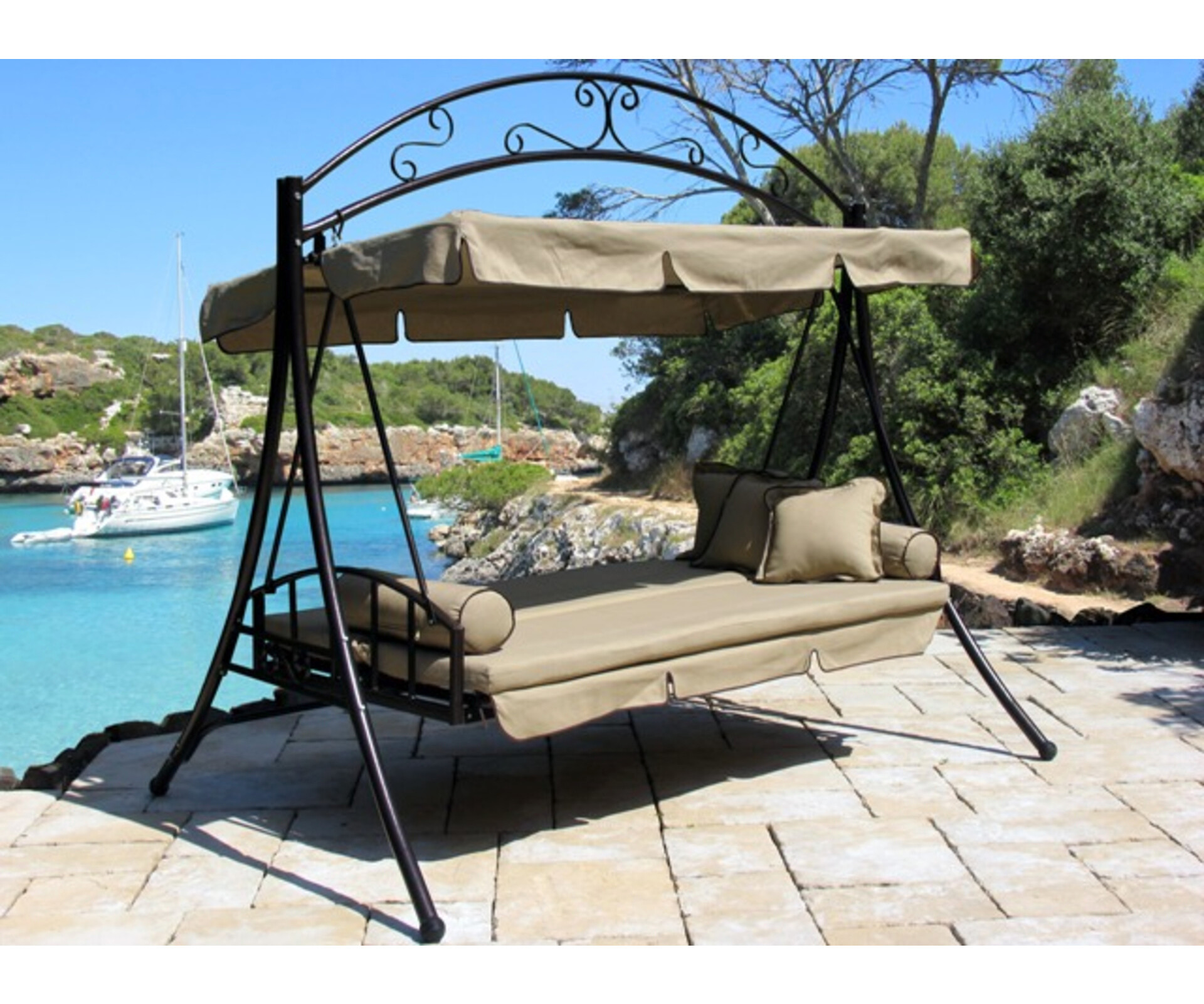 Grasekamp Auflage für Hollywoodschaukel Nostalgie sand Polyester-Mischgewebe B/H/L: ca. 35x11x35 cm