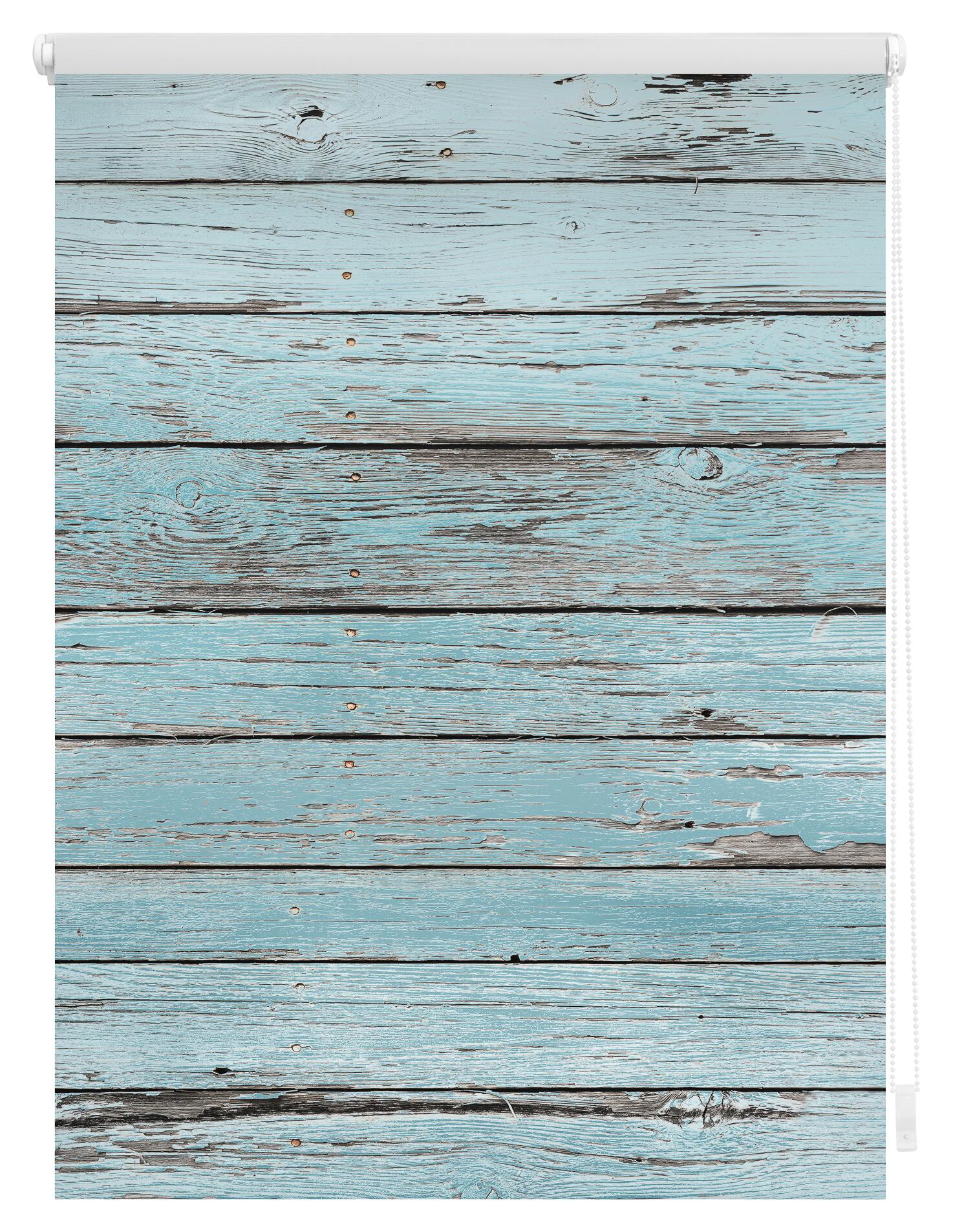 LICHTBLICK Verdunkelungsrollo Bretter Vintage petrol B/L: ca. 60x150 cm