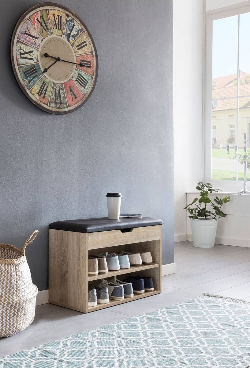 Schuhbank dunkelbraun Eiche Sonoma Nachbildung B/H/T: ca. 60x40x30 cm