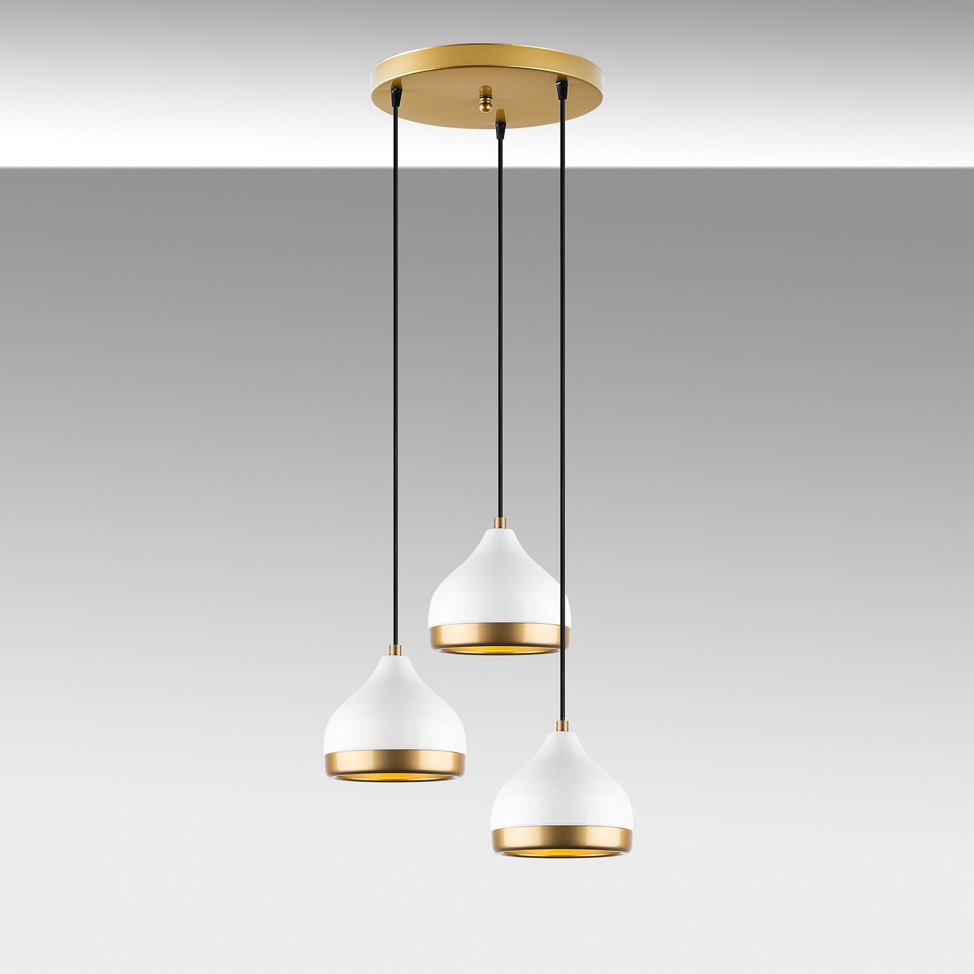 Opviq Pendelleuchte Yldo weiß B/H/T/L: ca. 37x111x17x37 cm E27 3 Brennstellen