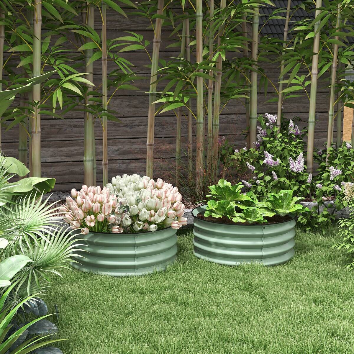 Outsunny Hochbeet-Set grün Stahl B/H/L: ca. 60x30x60 cm