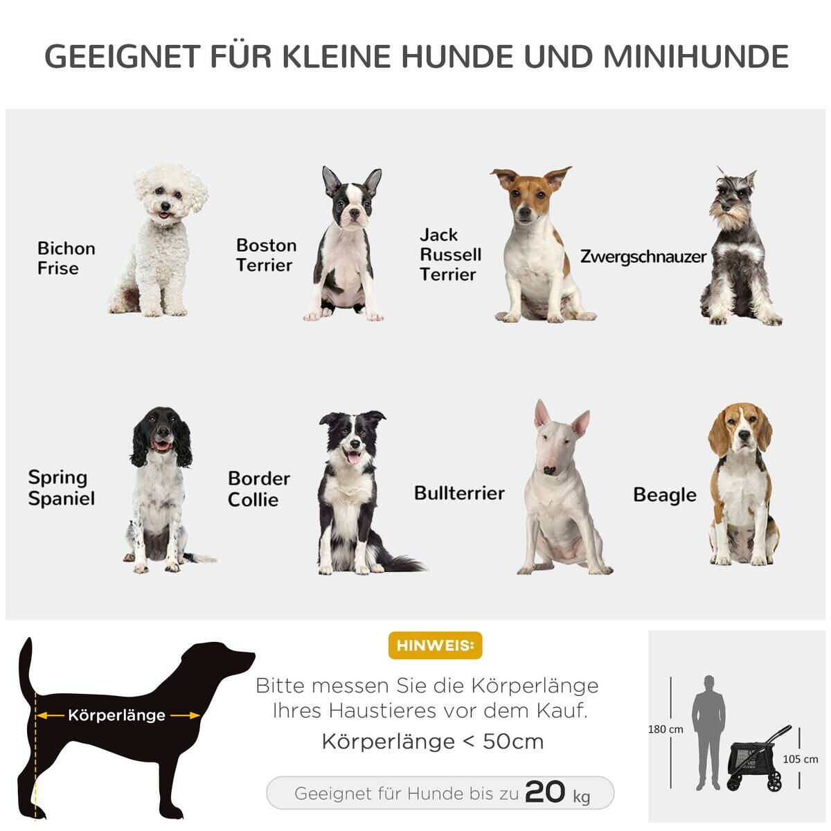 PawHut Hunde-Zubehör schwarz Edelstahl B/H/L: ca. 62x102x105 cm