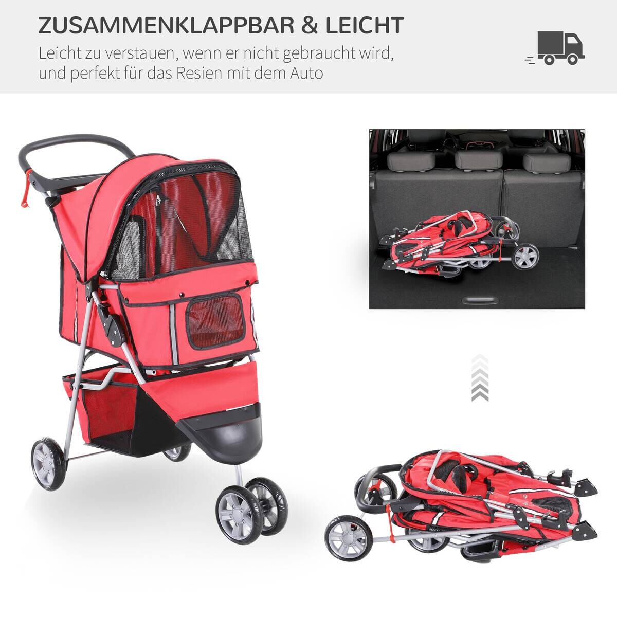 PawHut Hunde-Zubehör rot Polyester B/H/L: ca. 45x75x97 cm