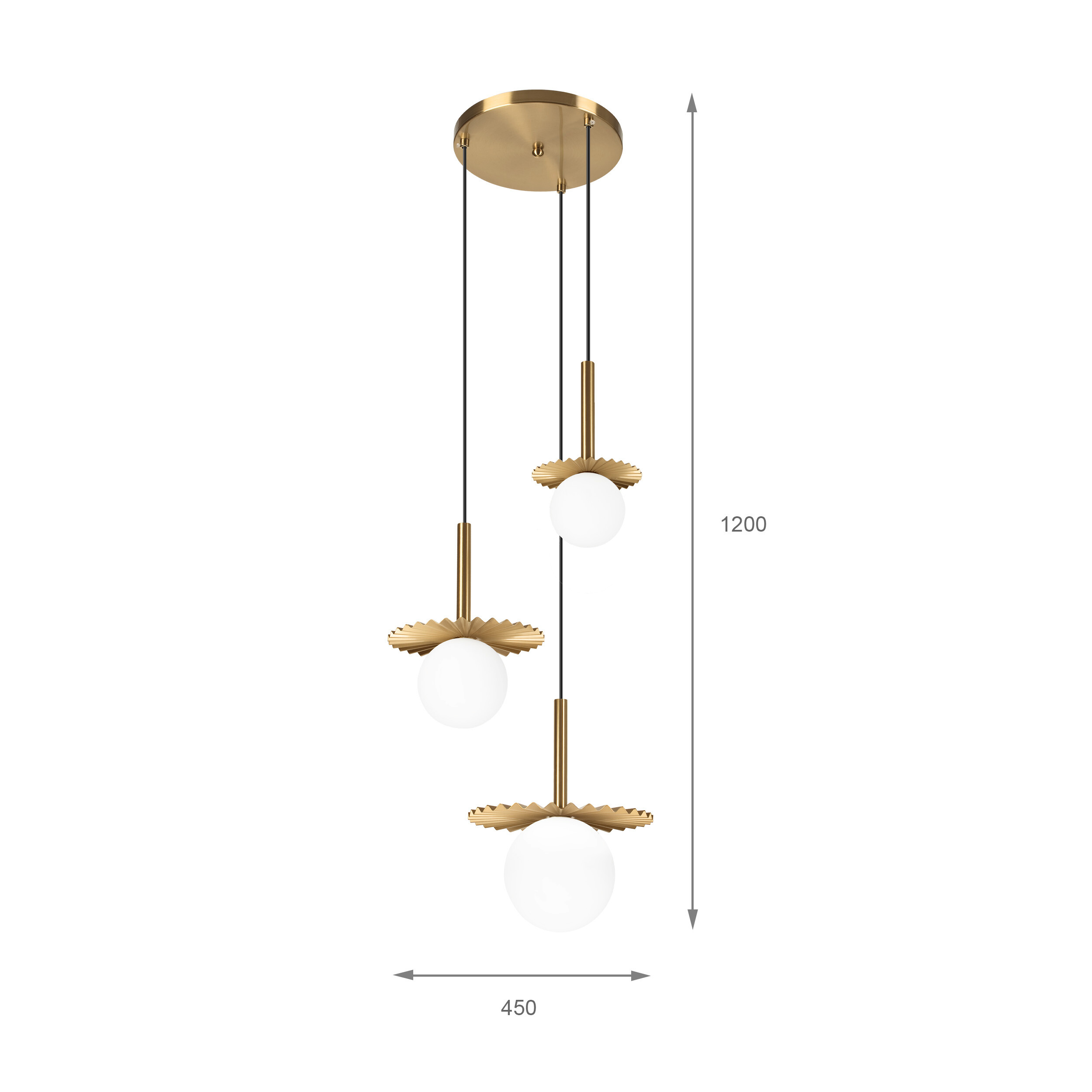 Lamkur Hängeleuchte Kupfer Stahl Glas B/H/L: ca. 120x45x45 cm G9 3 Brennstellen