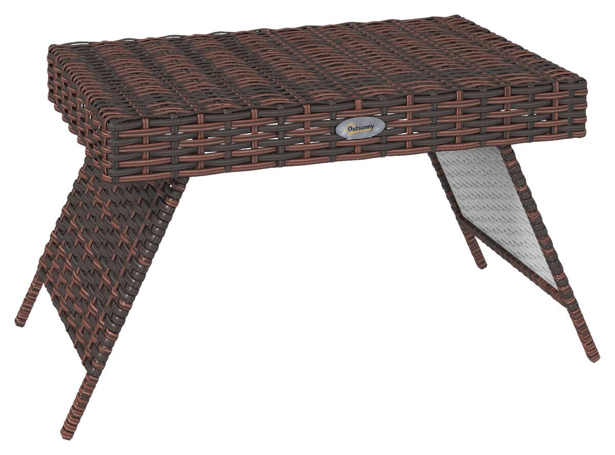Outsunny Beistelltisch braun Polyrattan B/H/L: ca. 41x60x41 cm