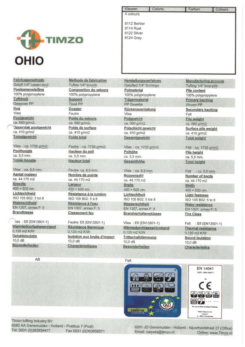 Teppichboden Ohio grau B: ca. 500 cm pro m²