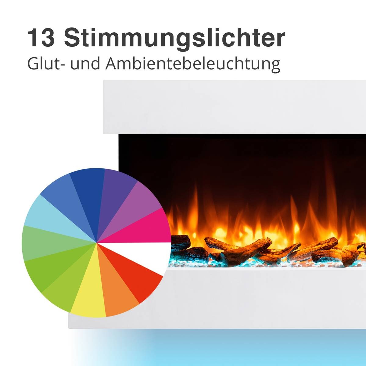 Balderia Wandkamin Ignis weiß MDF B/H/T: ca. 110x57,3x25 cm ca. 2000 W