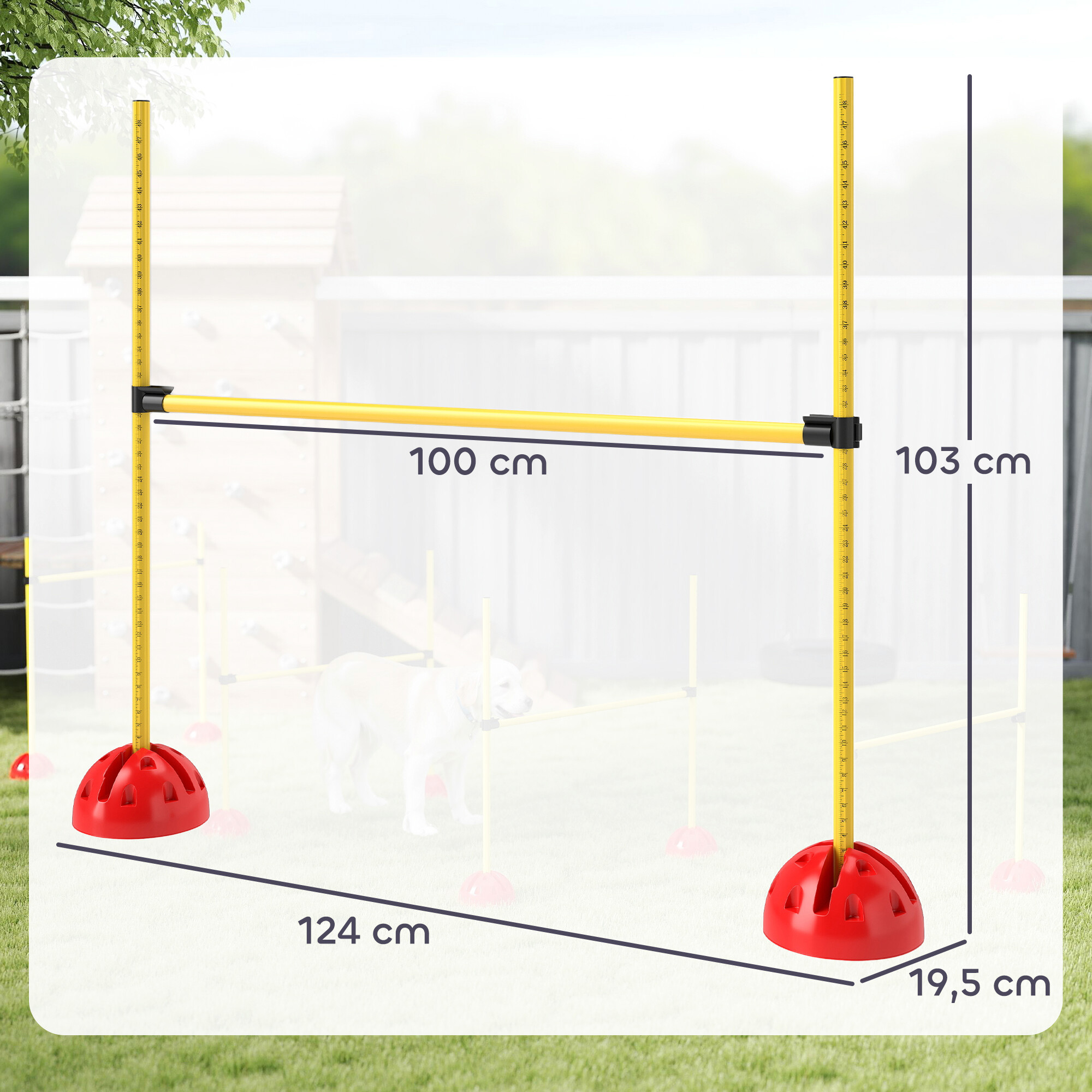 PawHut Hund Agility Set gelb Kunststoff B/H/L: ca. 19,5x103x124 cm