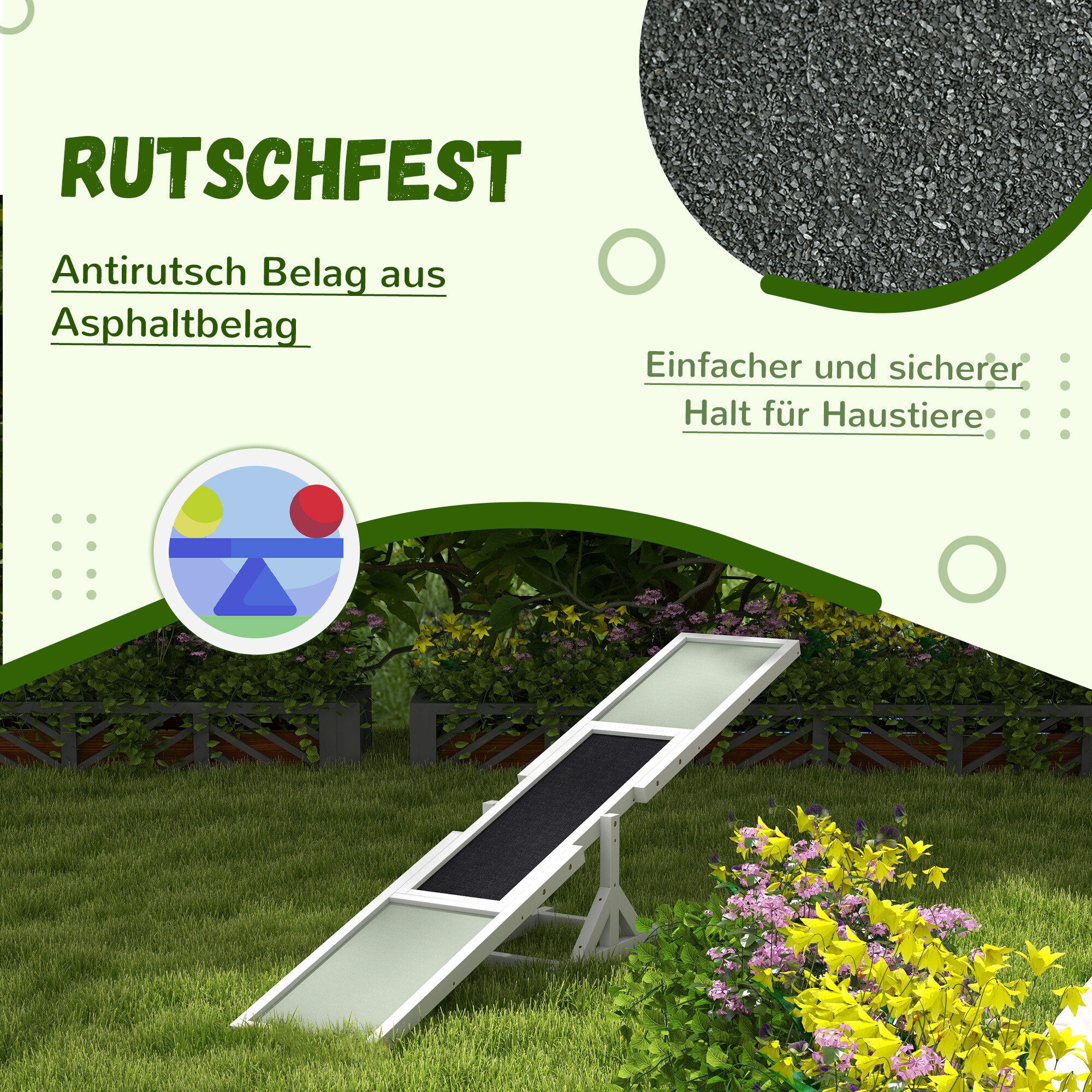 PawHut Hundewippe weiß Holz B/H/L: ca. 30x30x180 cm