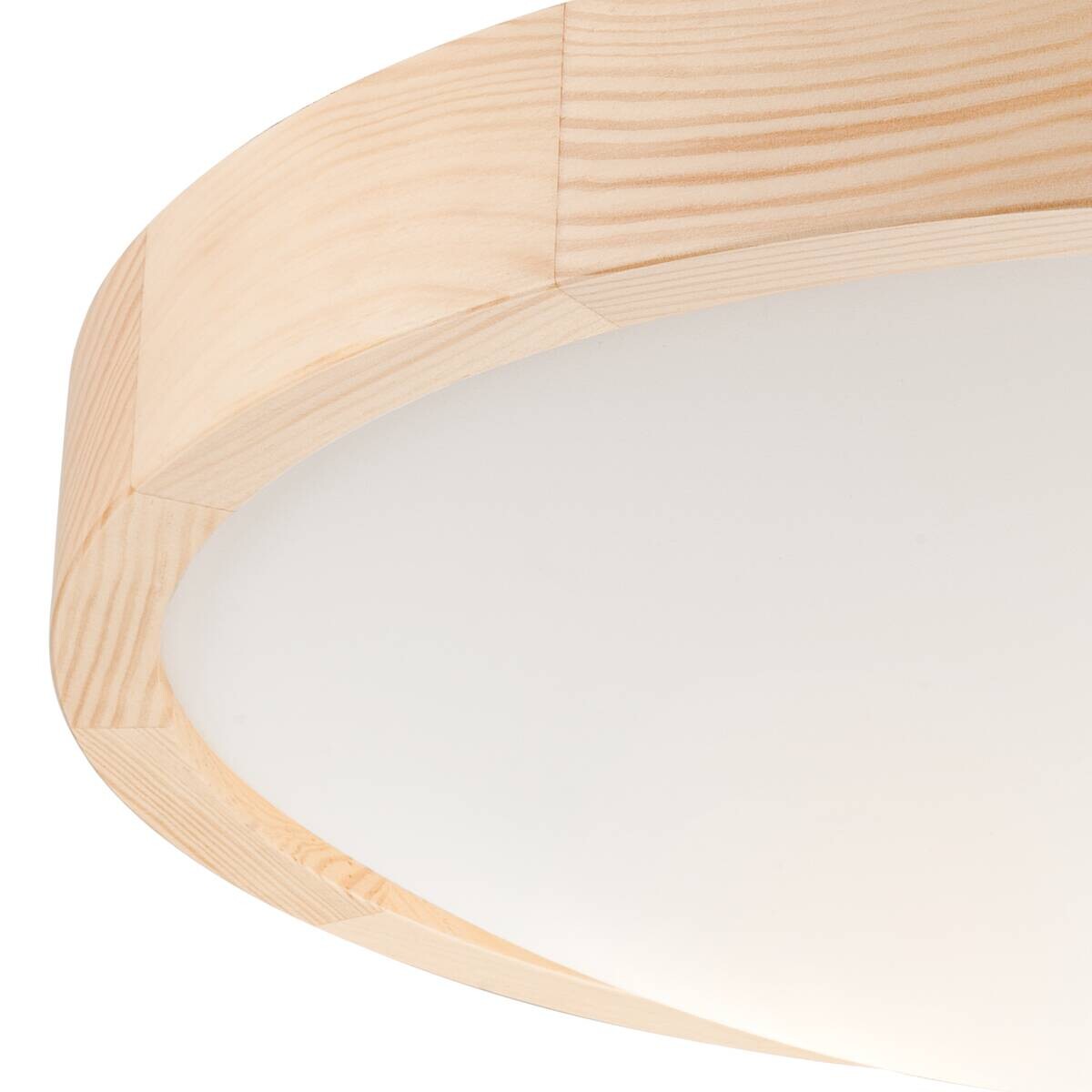 Lamkur Deckenleuchte Anello kiefer Glas Holz H/L: ca. 8x37 cm E27 2 Brennstellen