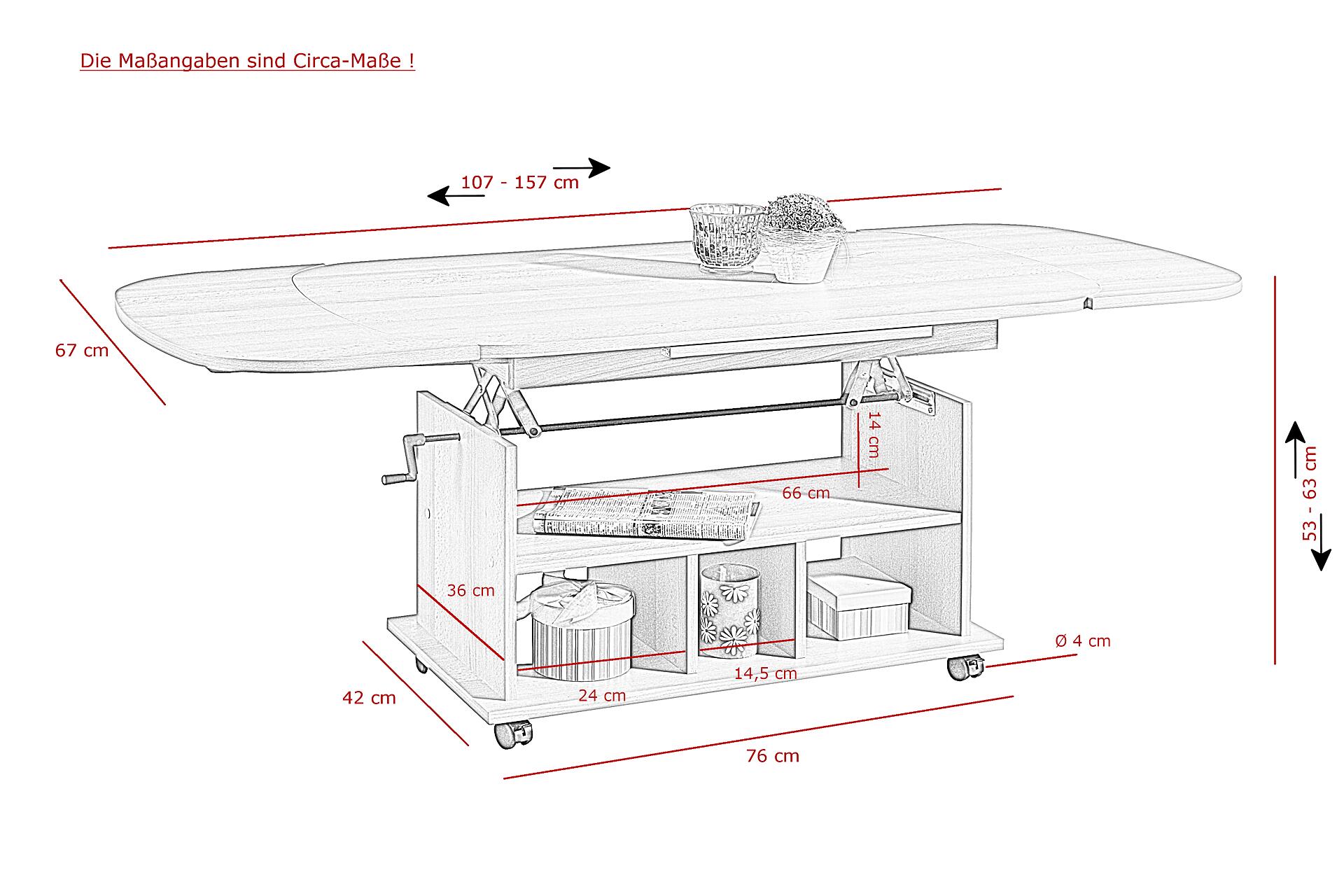 Hela Couchtisch Babsi III buche B/H/T: ca. 107x53x67 cm