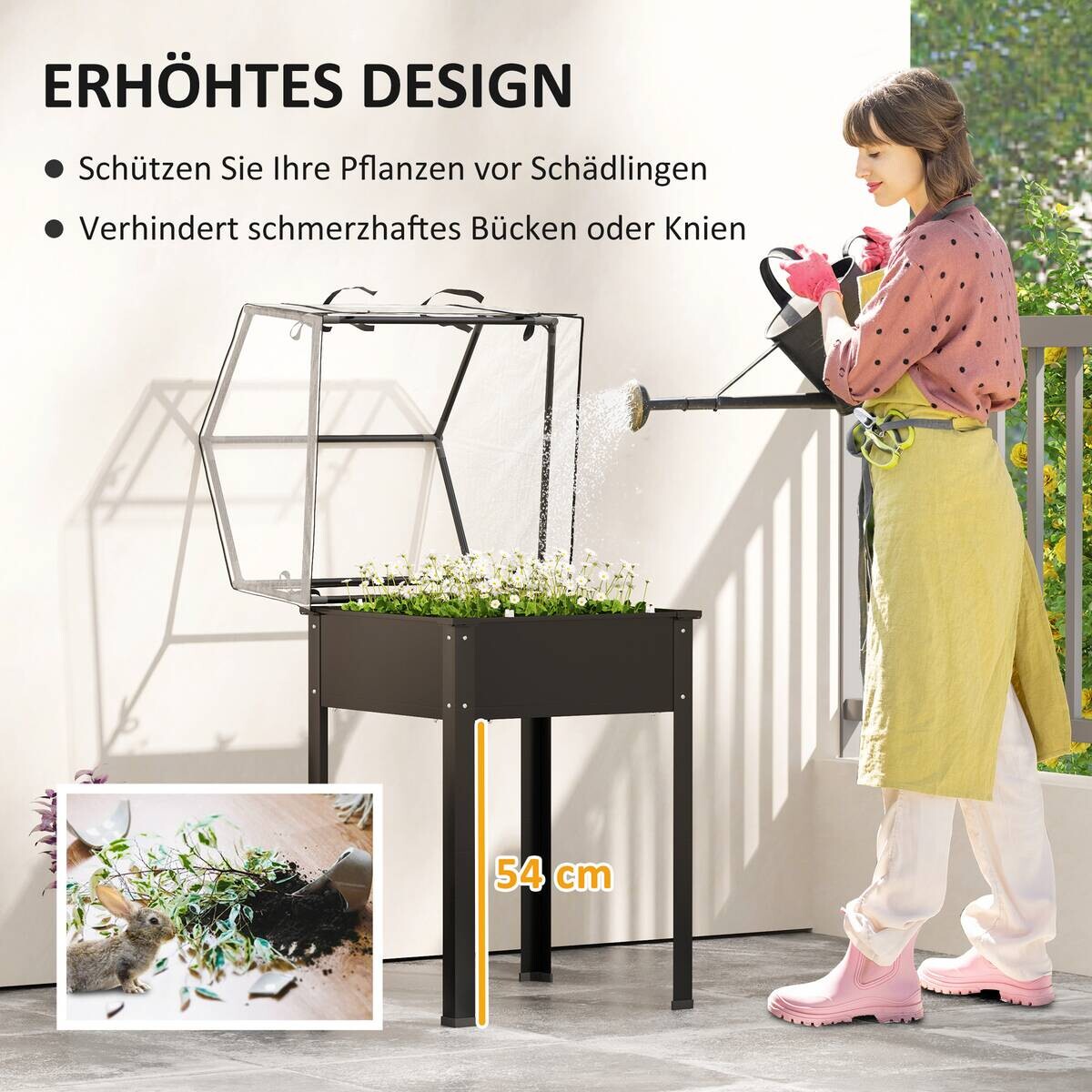 Outsunny Hochbeet schwarz Stahl B/H/L: ca. 60x120x60 cm