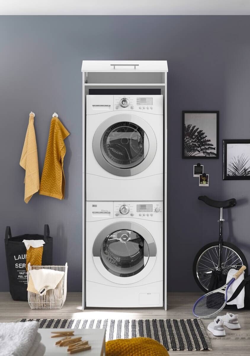 Respekta Waschmaschinenumbauschrank Clara weiß matt B/H/T: ca. 67,4x200x67,6 cm