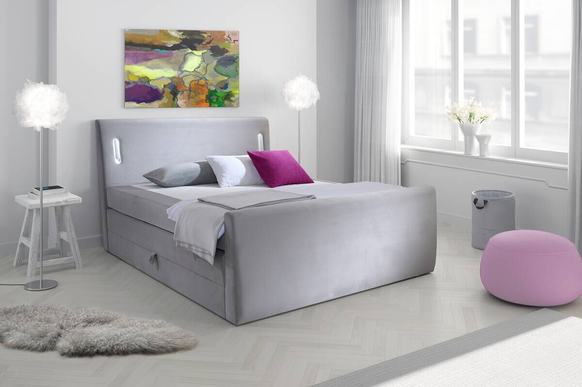 Boxspringbett Lighting grau Liegefläche B/L: ca. 160x200 cm Boxspringbett Lighting grau Liegefläche B/L: ca. 160x200 cm