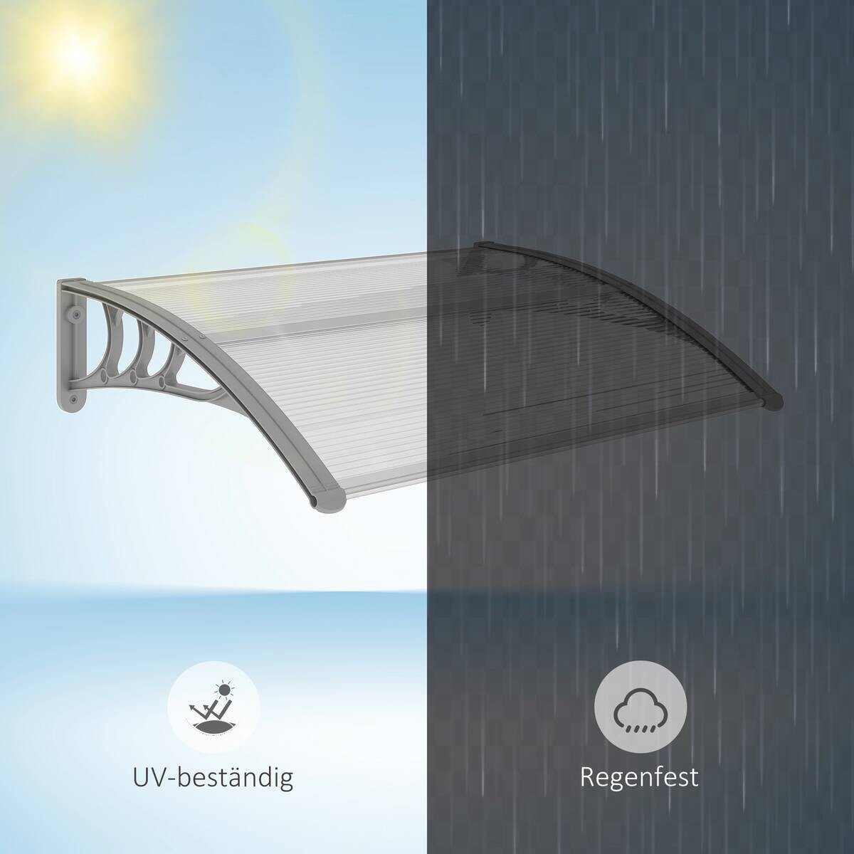 Outsunny Vordach für Haustür silber B/H/L: ca. 75x23x100 cm