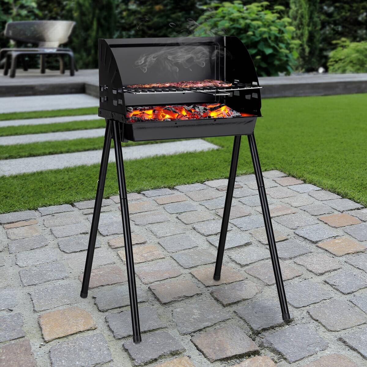 HI Grill Stahl B/H/L: ca. 47x74x55 cm