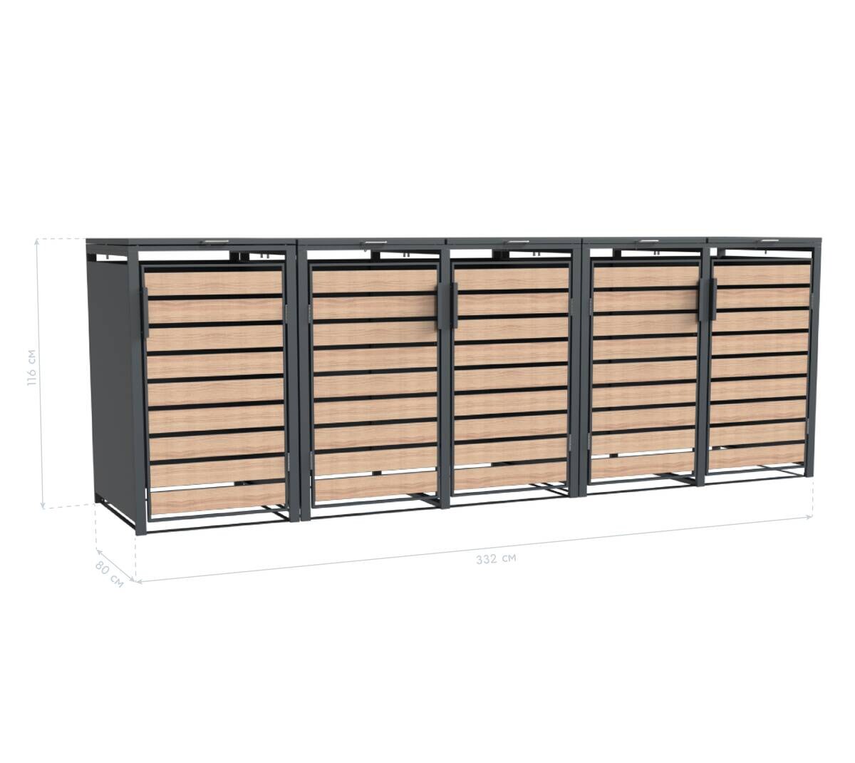 Westmann Mülltonnenbox Lacina braun B/H/L: ca. 332x116x80 cm