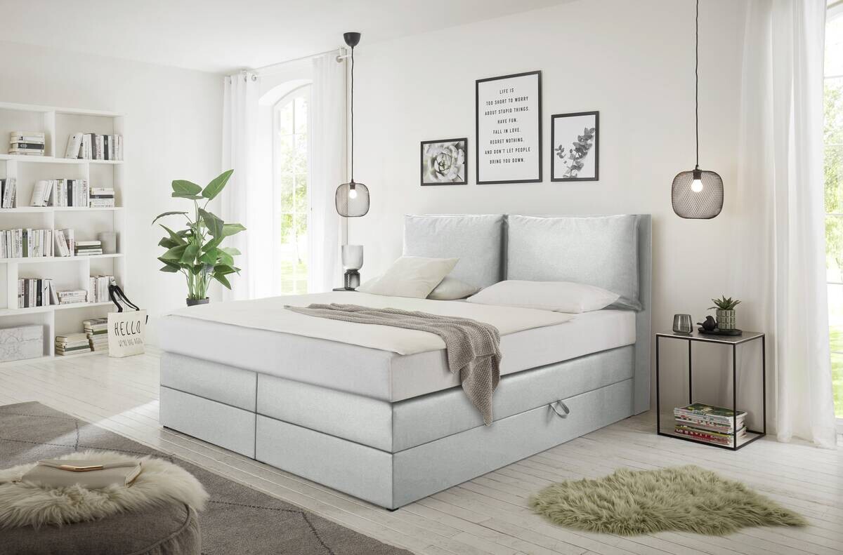 Boxspringbett Lissy grau Liegefläche B/L: ca. 160x200 cm
