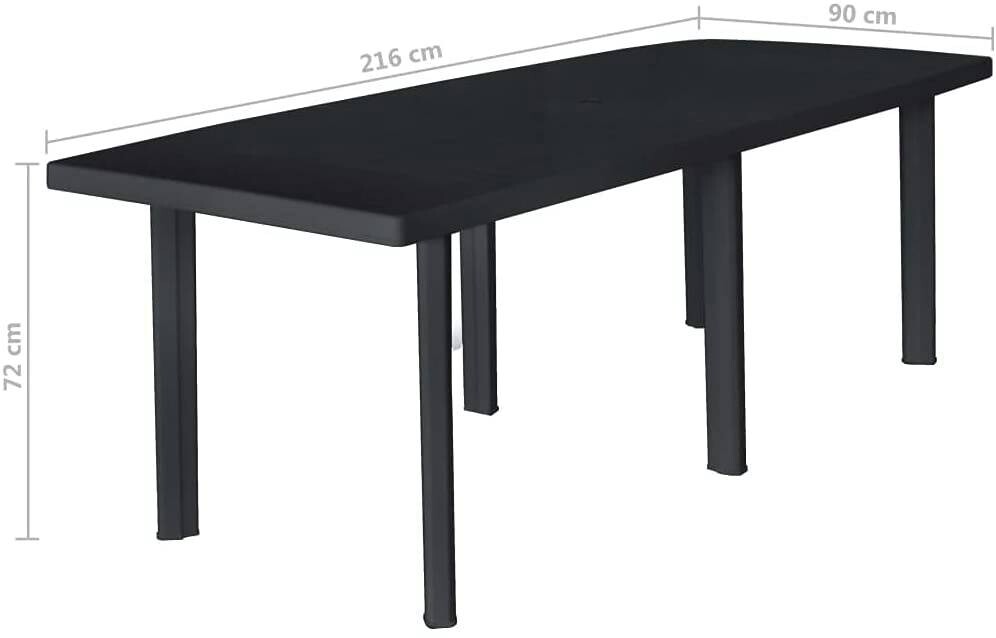 ProGarden Tisch Trio anthrazit Kunststoff B/H/L: ca. 90x72x216 cm