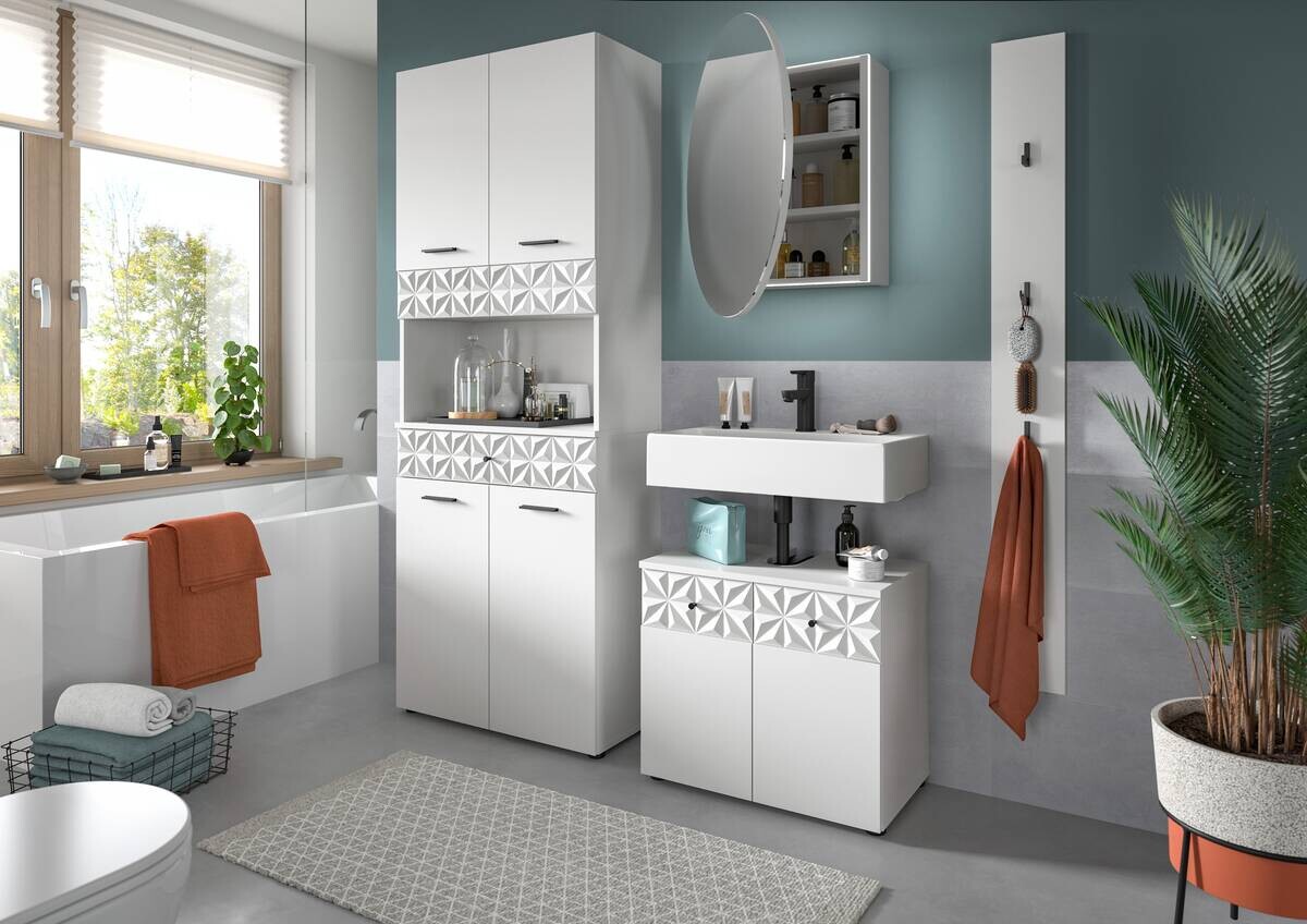 Badezimmer-Set Prisma weiß B/H/T: ca. 141x187x37 cm