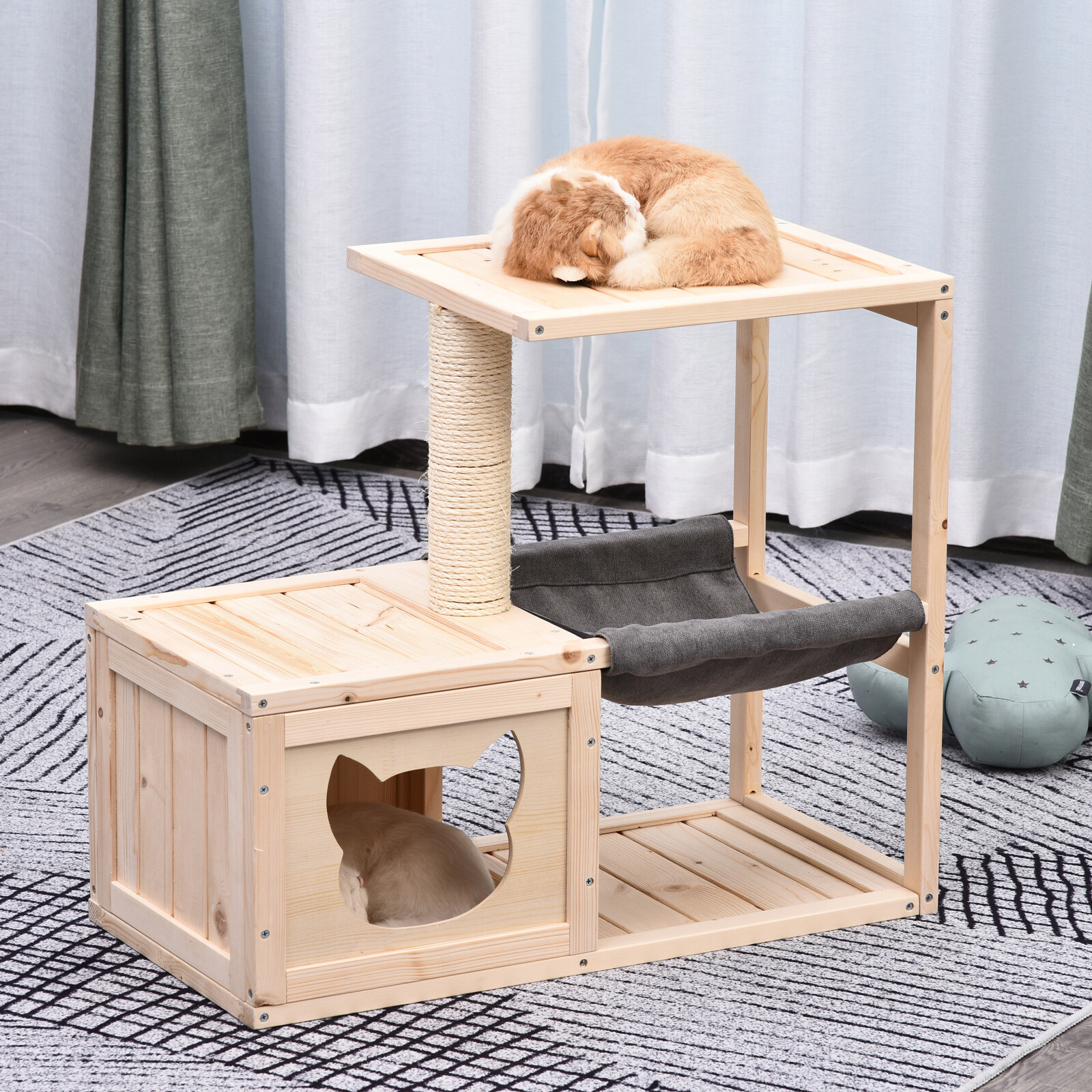 PawHut Katzenhaus natur Holz