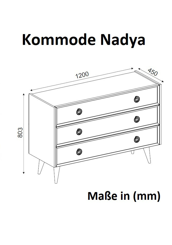 Kommode Nadya weiß walnuss Nachbildung B/H/T: ca. 120,4x80,3x36 cm