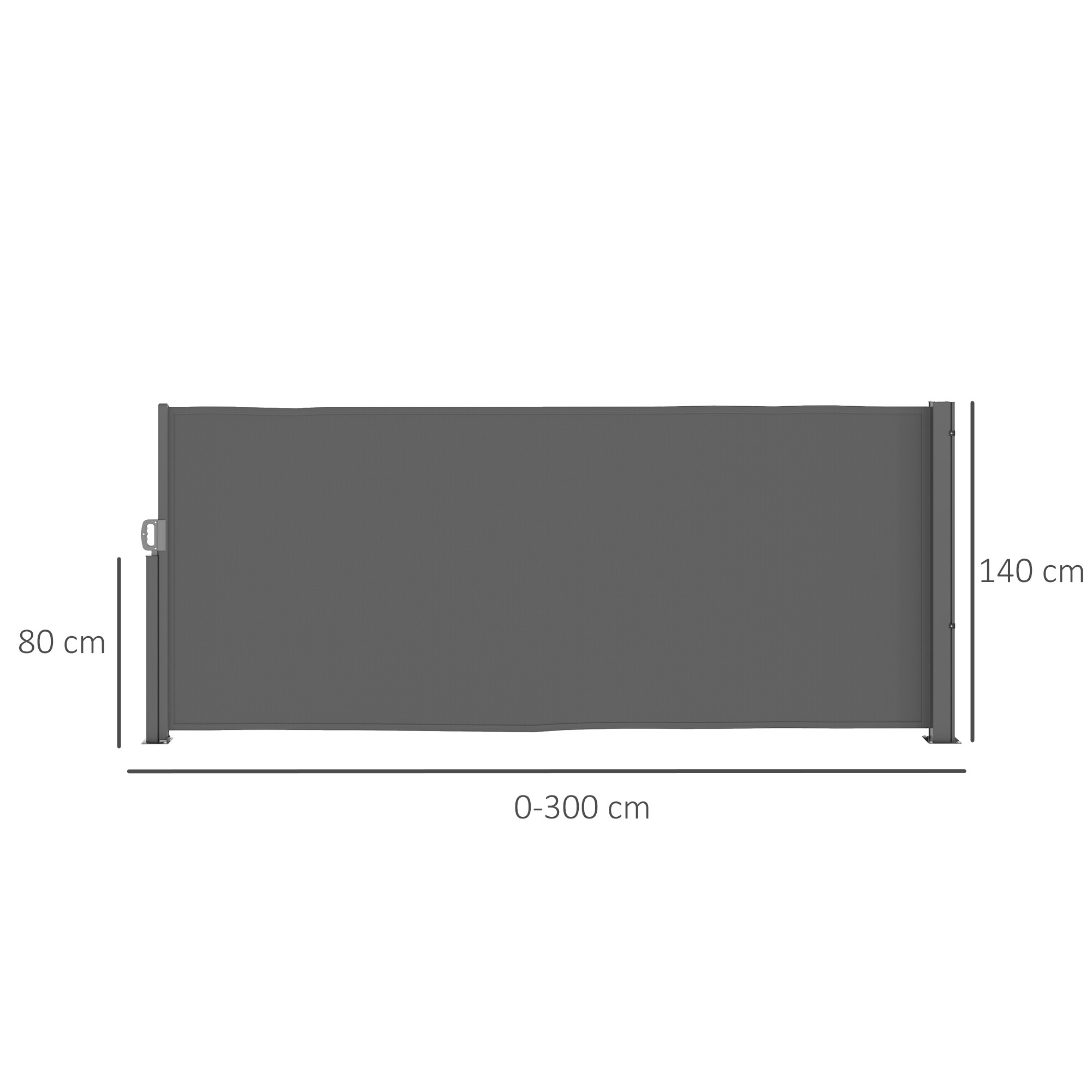 Outsunny Seitenmarkise dunkelgrau Polyester B/H/L: ca. 1x140x300 cm
