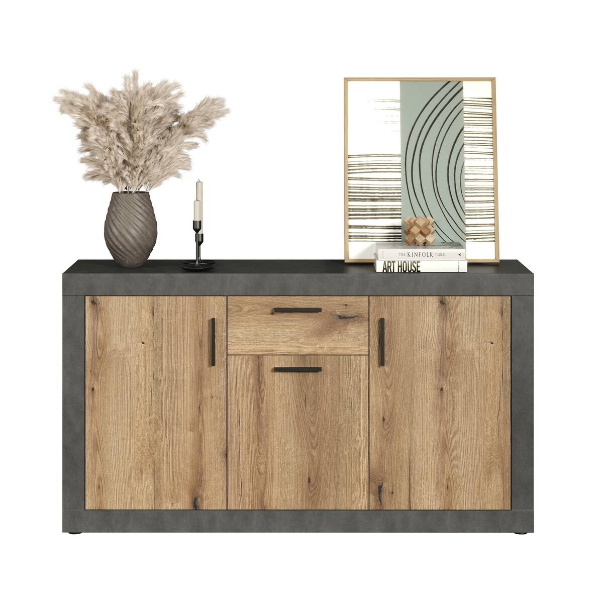 Sideboard Salvada Eiche Evoke Coast Nachbildung anthrazit B/H/T: ca. 149x83x40 cm