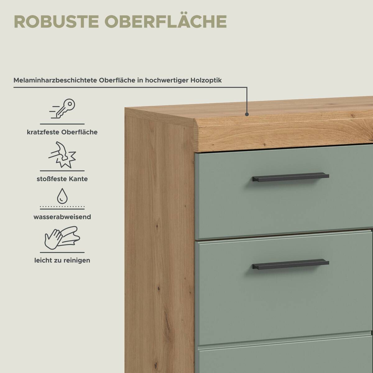 Schrank Scout Eiche Artisan Nachbildung salbei Nachbildung B/H/T: ca. 74x88x31 cm