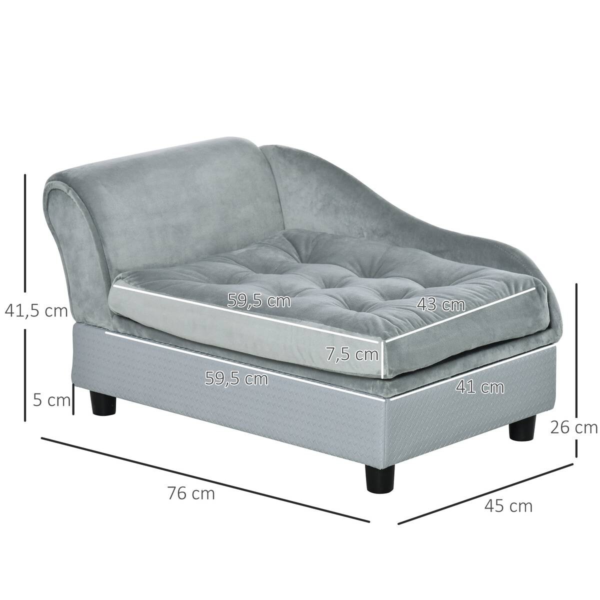 PawHut Hundesofa hellblau Holz B/H/T: ca. 76x42x45 cm