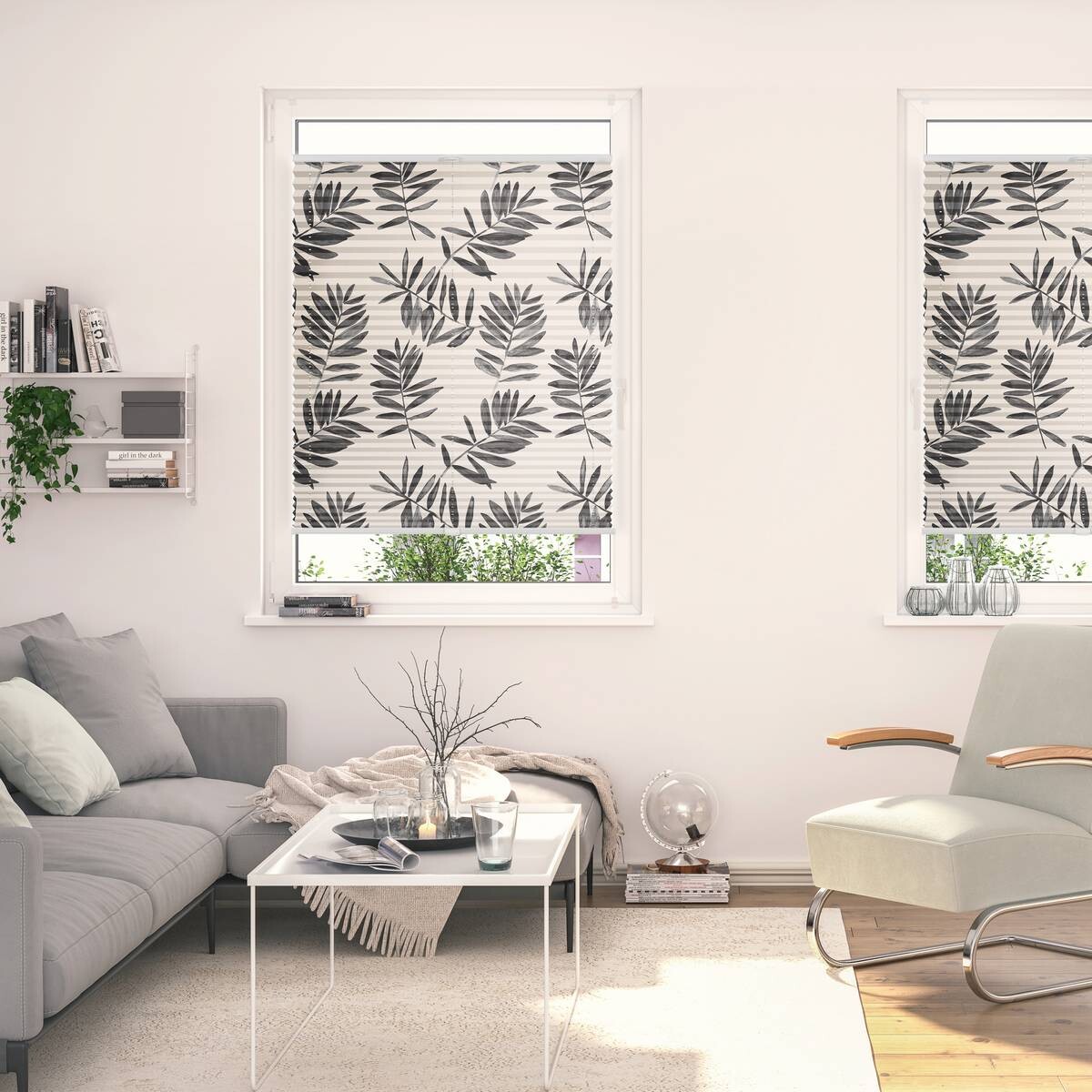 LICHTBLICK Spannplissee Black Watercolor schwarz B/L: ca. 60x130 cm