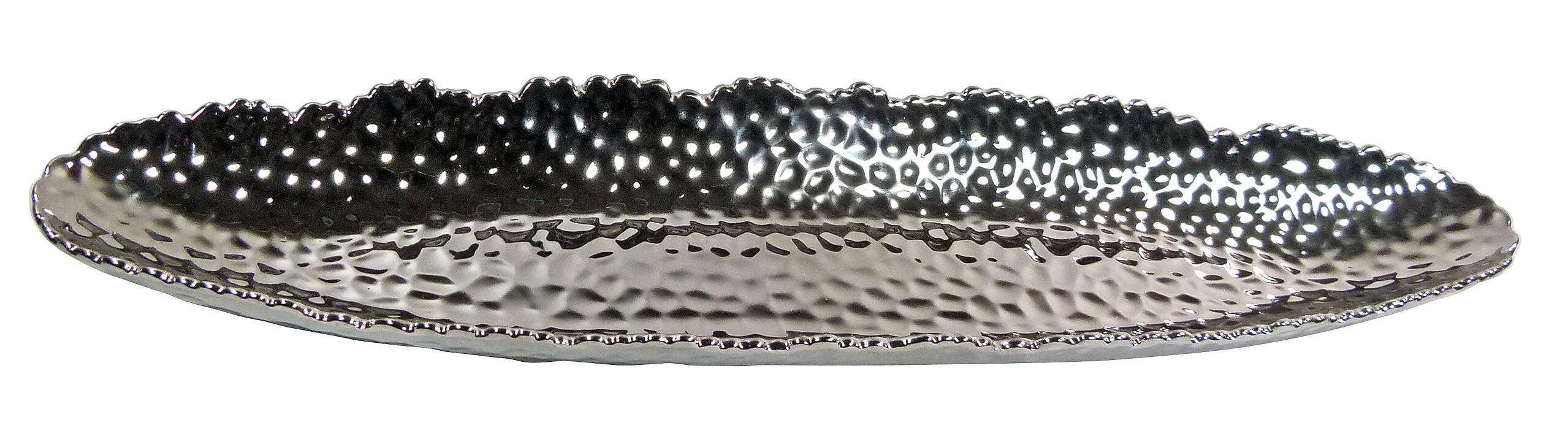 Schale silber Keramik B/L: ca. 12x49,5 cm