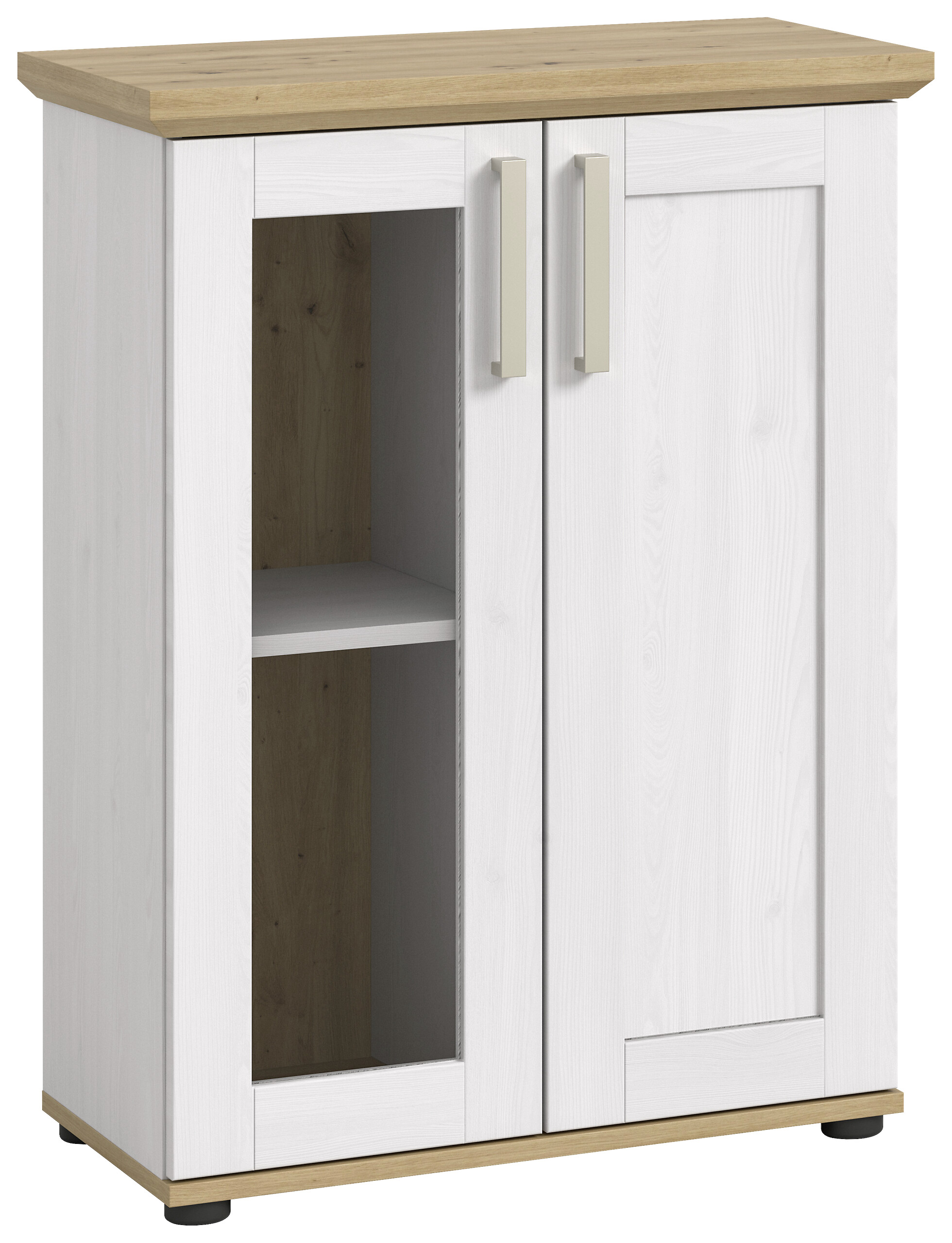 Vitrinenschrank VERONA Lärche Nachbildung Eiche Nachbildung B/H/T: ca. 64x88x37 cm