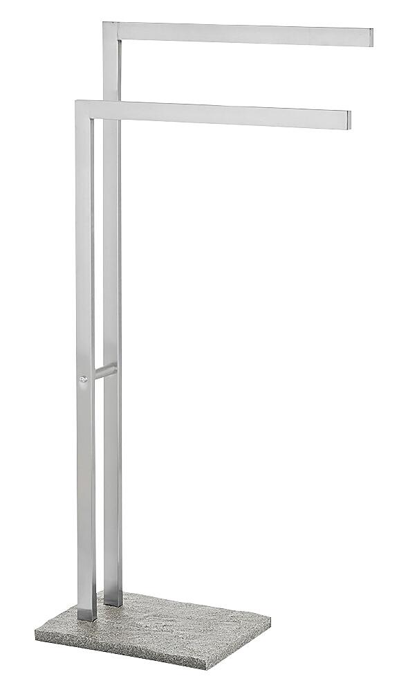 WENKO Doppel-Handtuchhalter grau Edelstahl B/H/T: ca. 44x87x20 cm