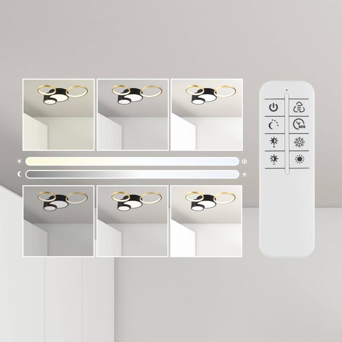 Lamkur LED-Deckenleuchte ALIZEE 50980 schwarz gold PVC Stahl H/L: ca. 9,5x60 cm 3 Brennstellen