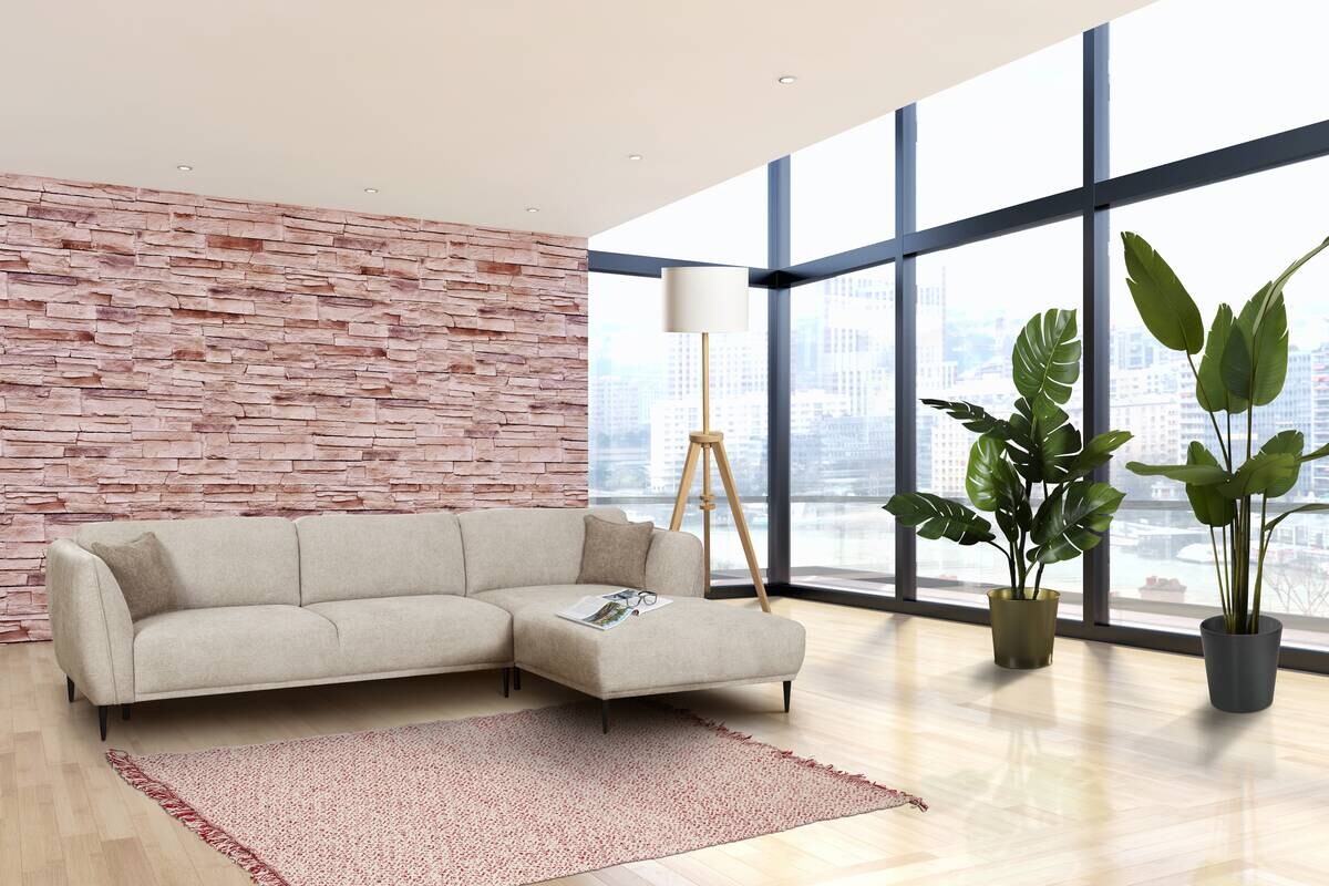 Ecksofa creme Microfaser B/H/T: ca. 293x95x178 cm