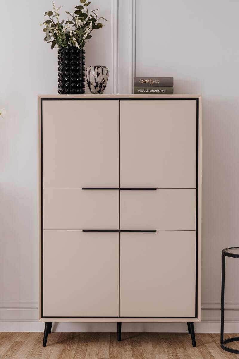 Highboard Arona sand schwarz B/H/T: ca. 90x140x38 cm Highboard Arona sand schwarz B/H/T: ca. 90x140x38 cm