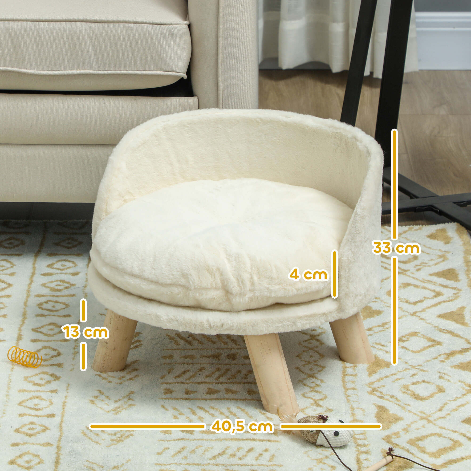 PawHut Haustierbett cremeweiß Plüsch B/H/L: ca. 40,5x33x40,5 cm