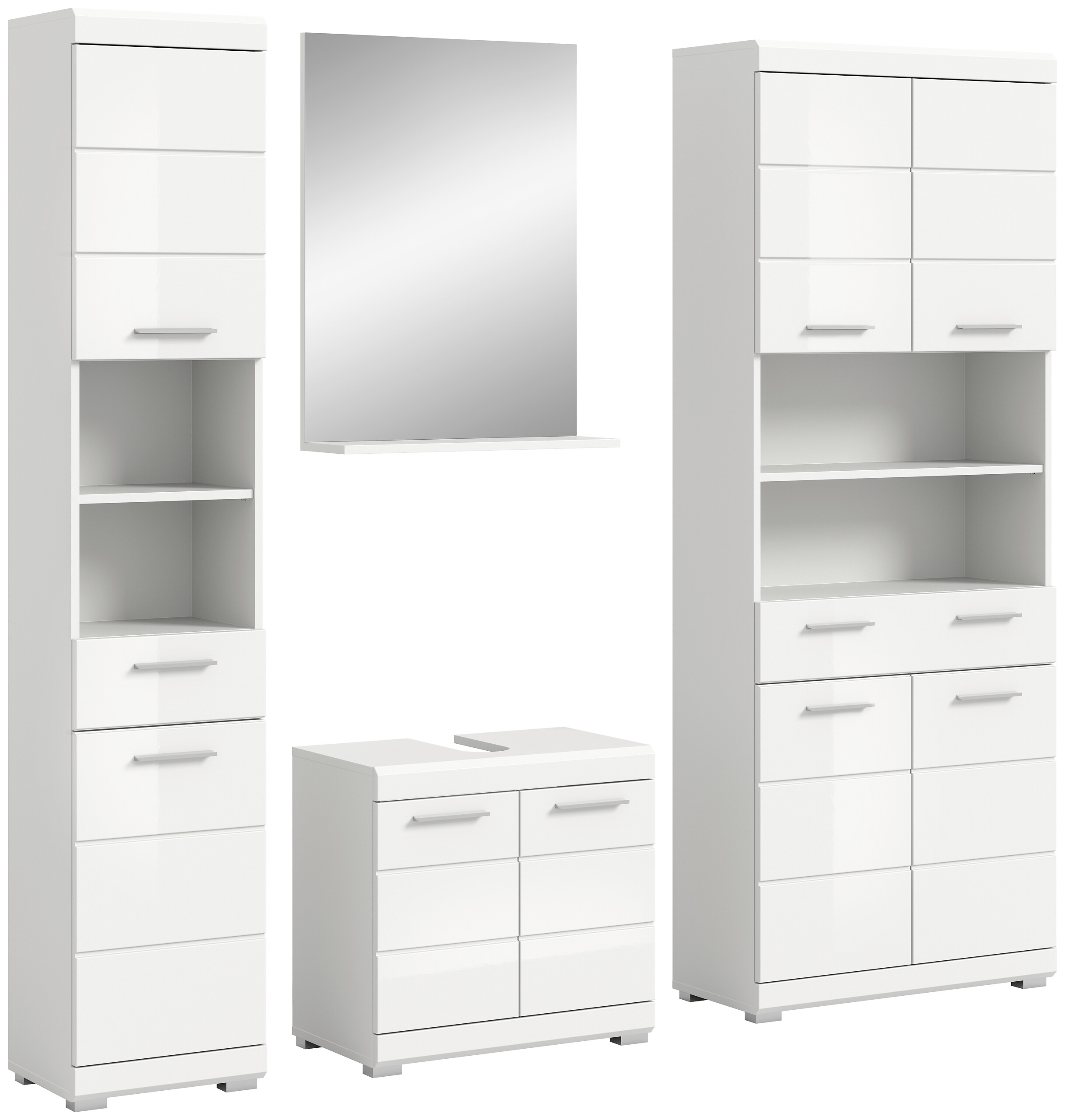 Badezimmer-Set Scout weiß weiß Hochglanz B/H/T: ca. 186x191x34 cm