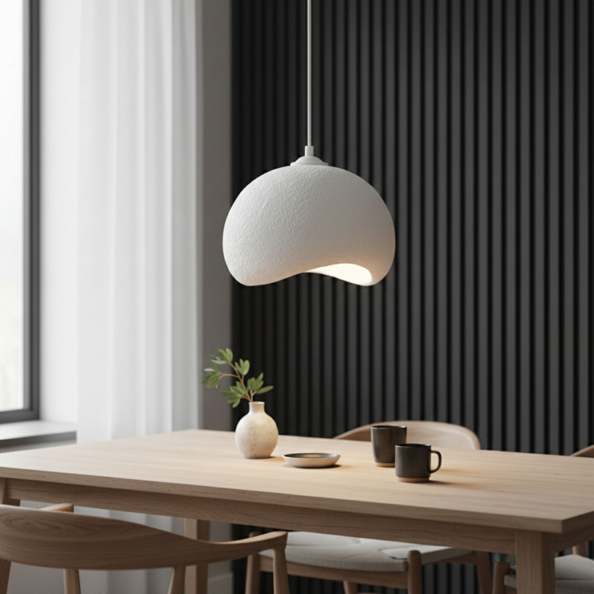 Opviq Pendelleuchte Yontu-15850 weiß Metall Polyester-Mischgewebe B/H/L: ca. 29x120x34 cm E27 1 Brennstellen