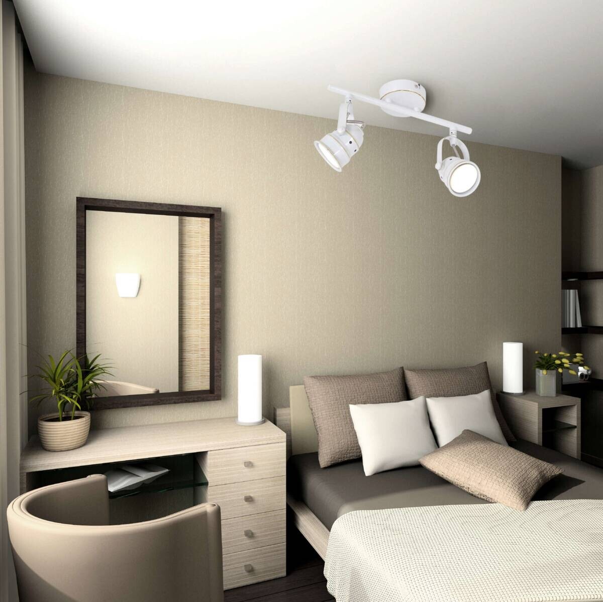 Näve Leuchten Spotleuchte 1222123 weiß Metall B/H/T: ca. 30x16x30 cm 2 Brennstellen