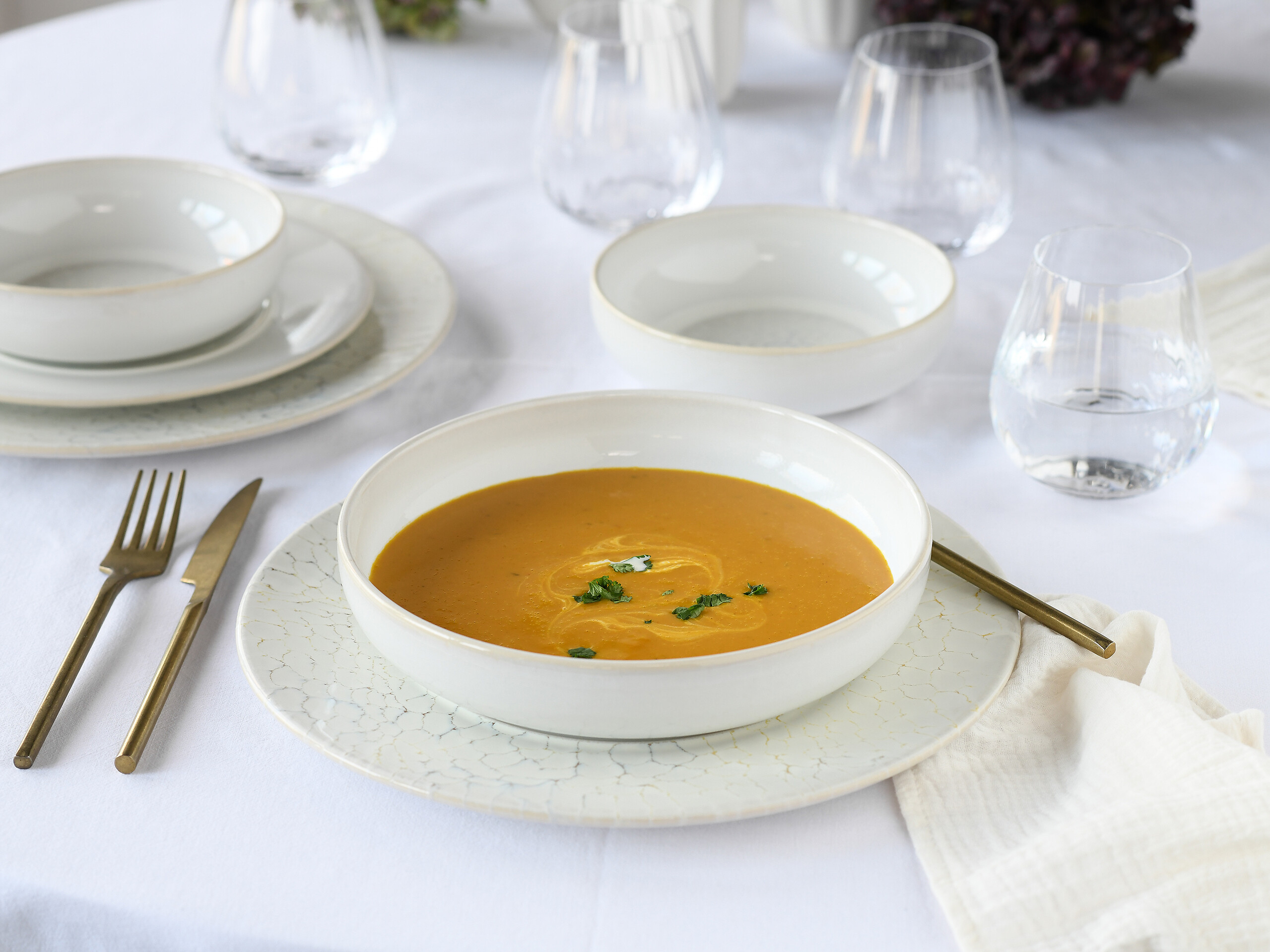 CreaTable Tafelservice Unico Toscania offwhite Steinzeug 8 tlg.